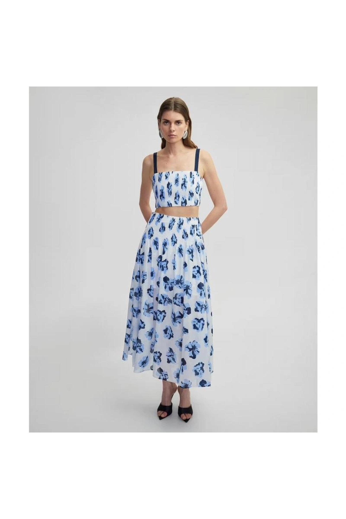 İpekyol Çiçek Deseenli Düğemli Etek IS1250004137