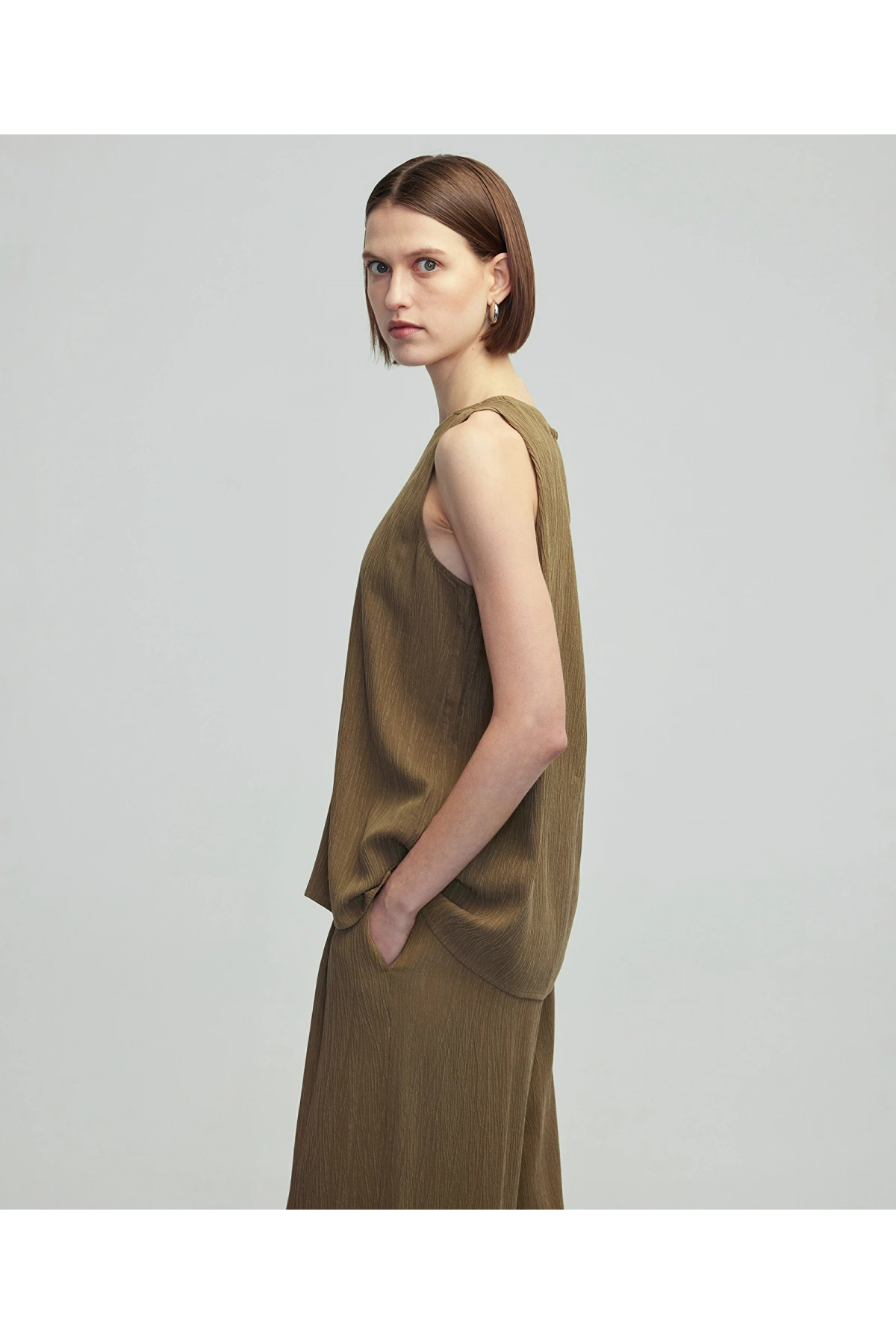 İpekyol Cupro Kadın Haki Bluz IS1250006125