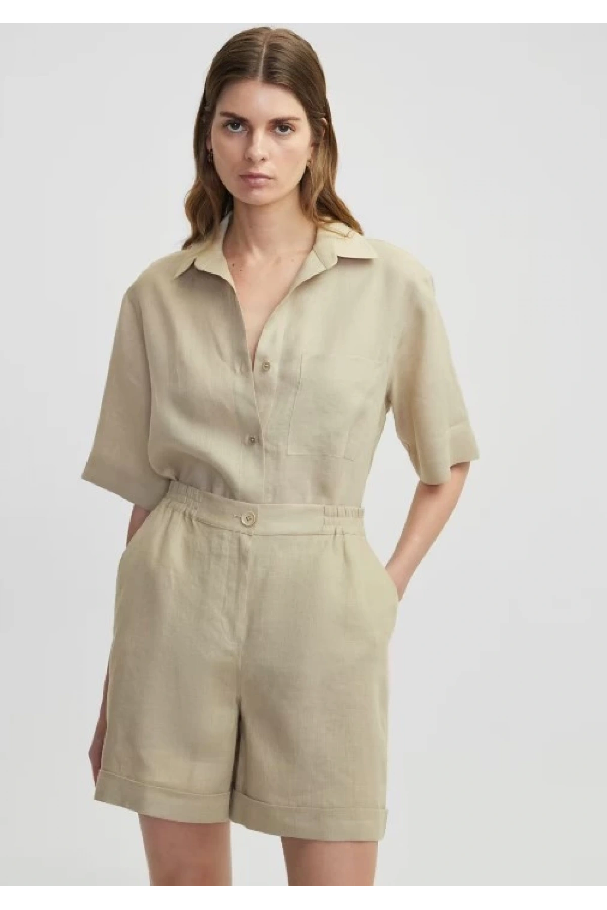 İpekyol Elastik Bel Keten Şort IS1250013048