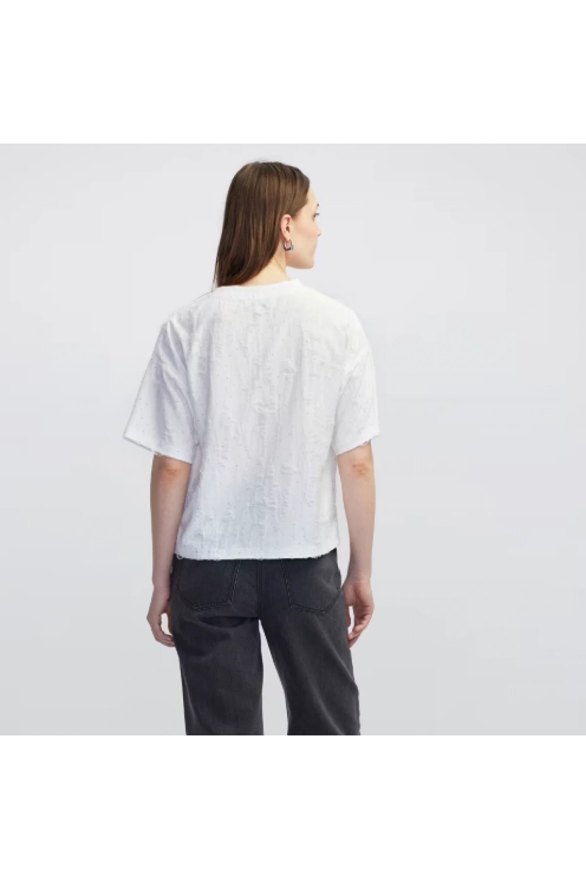 İpekyol Jakarlı Hotfix Baskılı T-Shirt IW6250070033