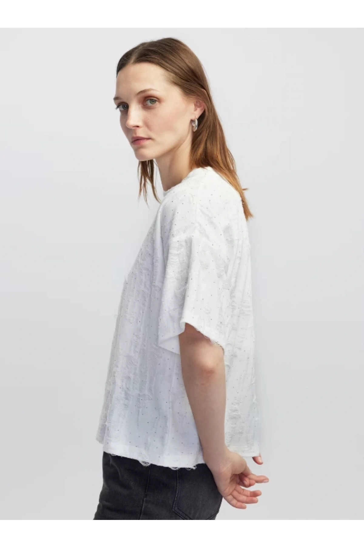 İpekyol Jakarlı Hotfix Baskılı T-Shirt IW6250070033