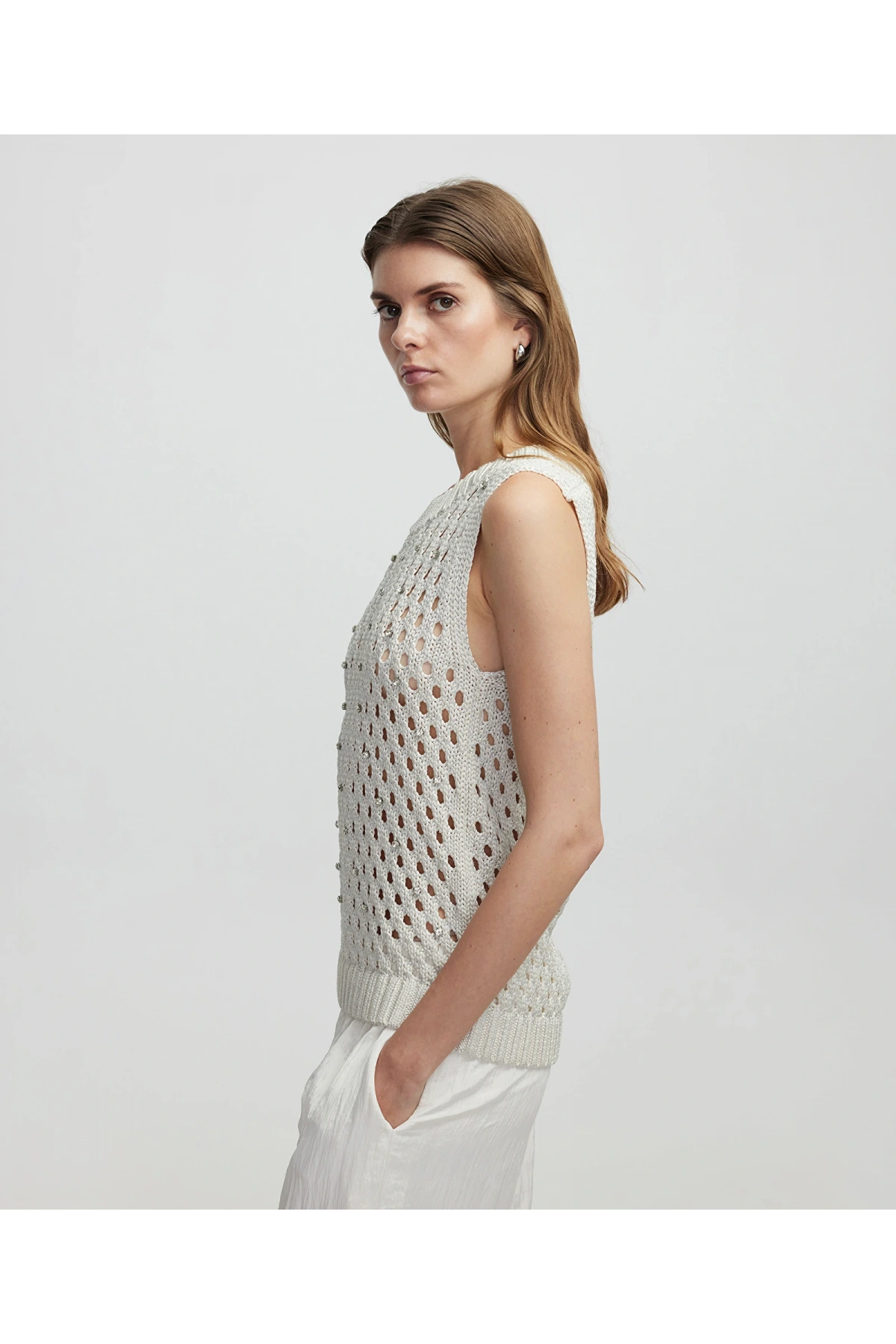 İpekyol Kadın Ajurlu Ekru Triko IS1250050087