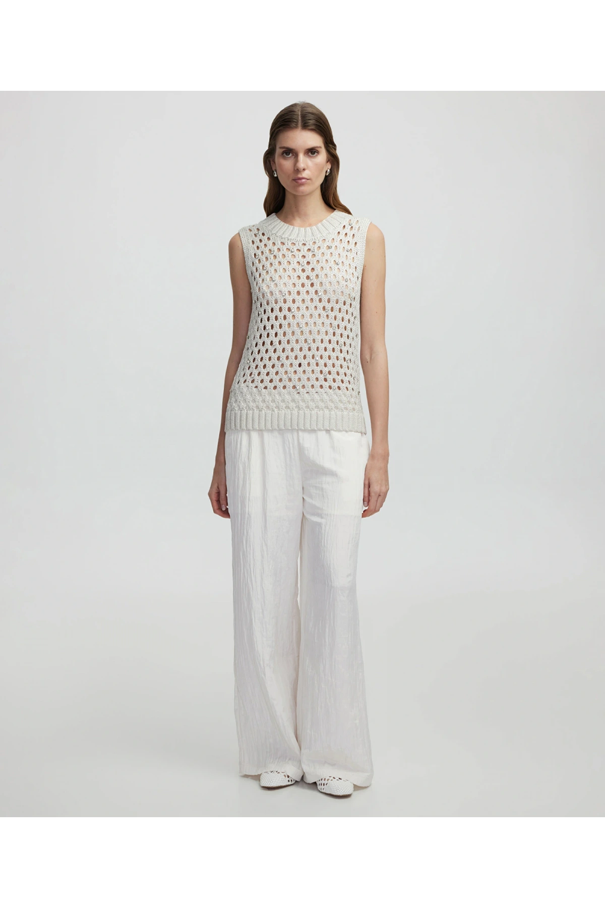 İpekyol Kadın Ajurlu Ekru Triko IS1250050087