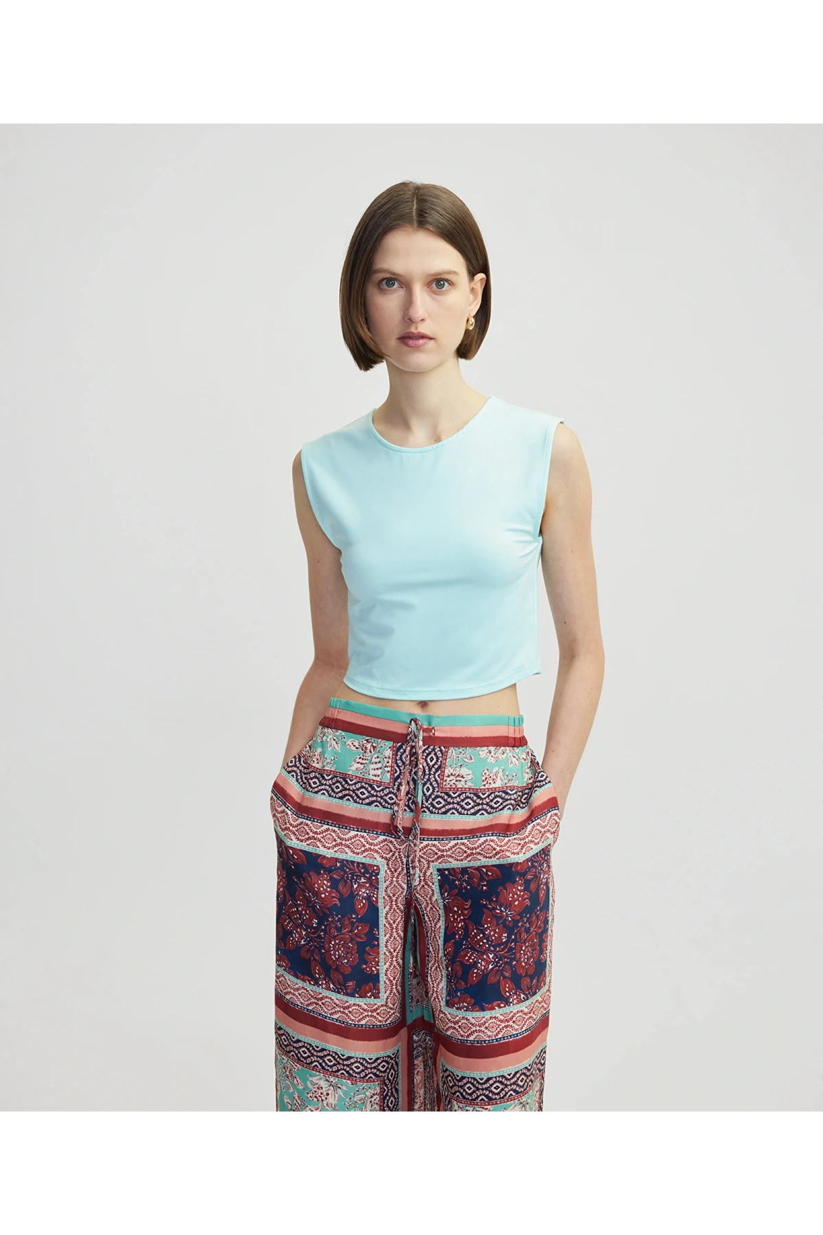 İpekyol Kadın Dar Kesim Basic Mavi T-shirt IS1250070182