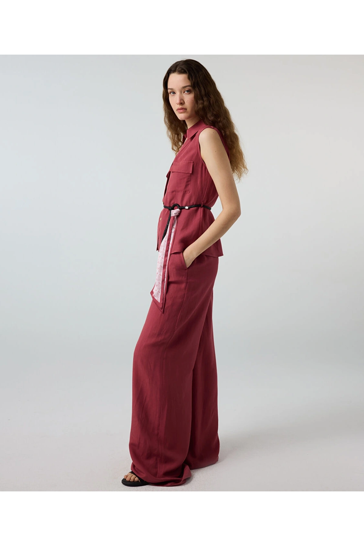 İpekyol Keten İçerikli Wide Leg Pantolon IS1260003192