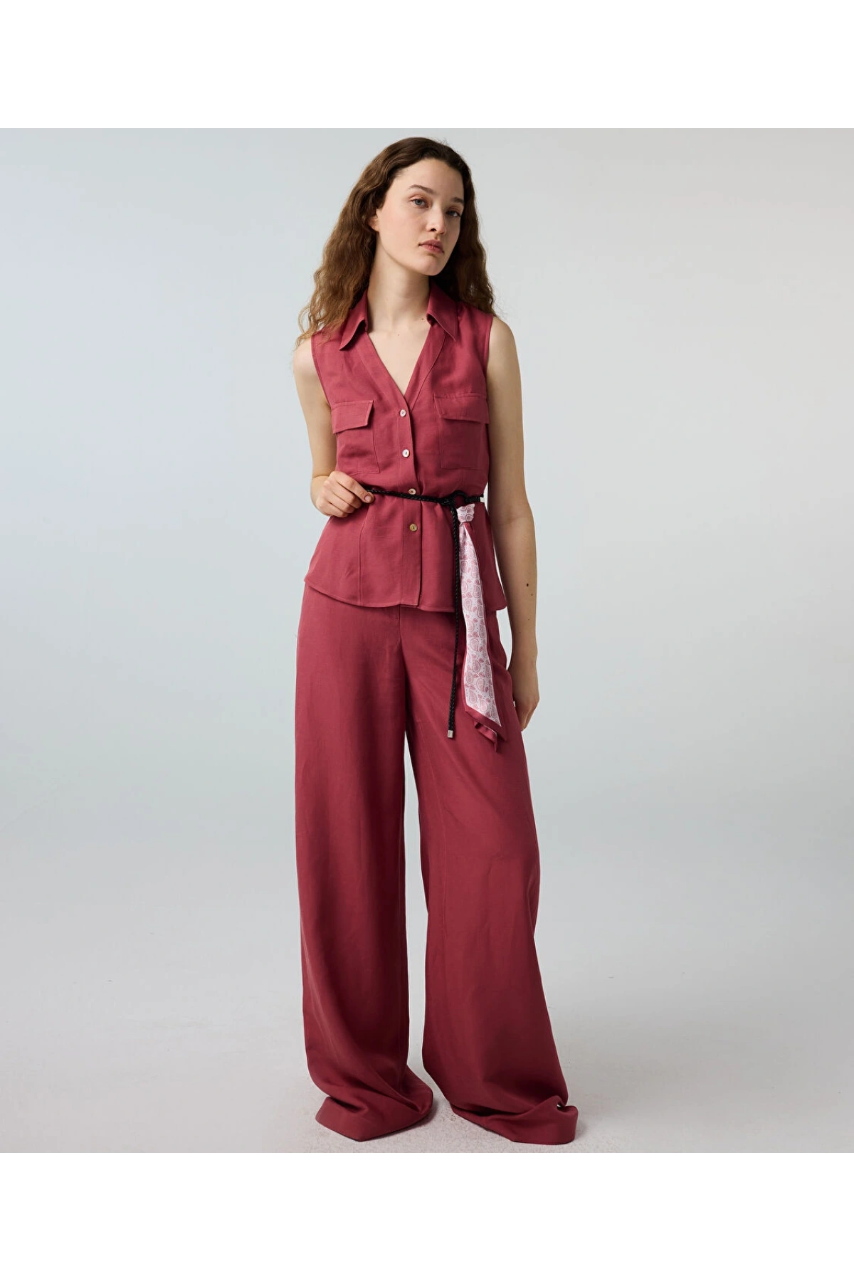 İpekyol Keten İçerikli Wide Leg Pantolon IS1260003192