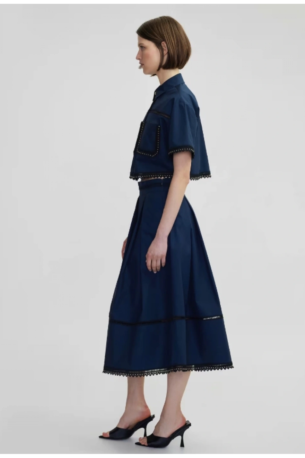 İpekyol Kontrast Şeritli Midi Etek IS1250004158