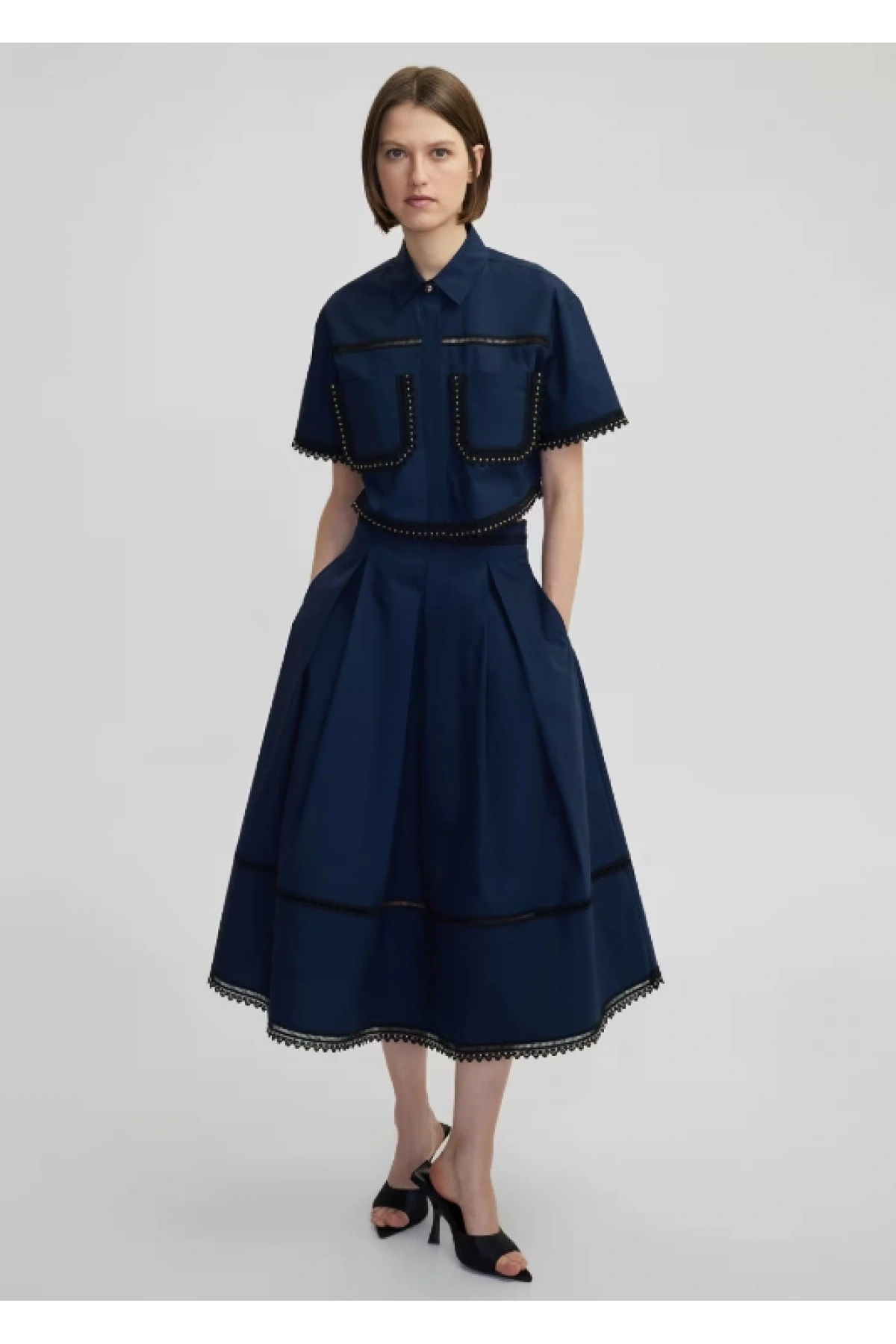 İpekyol Kontrast Şeritli Midi Etek IS1250004158