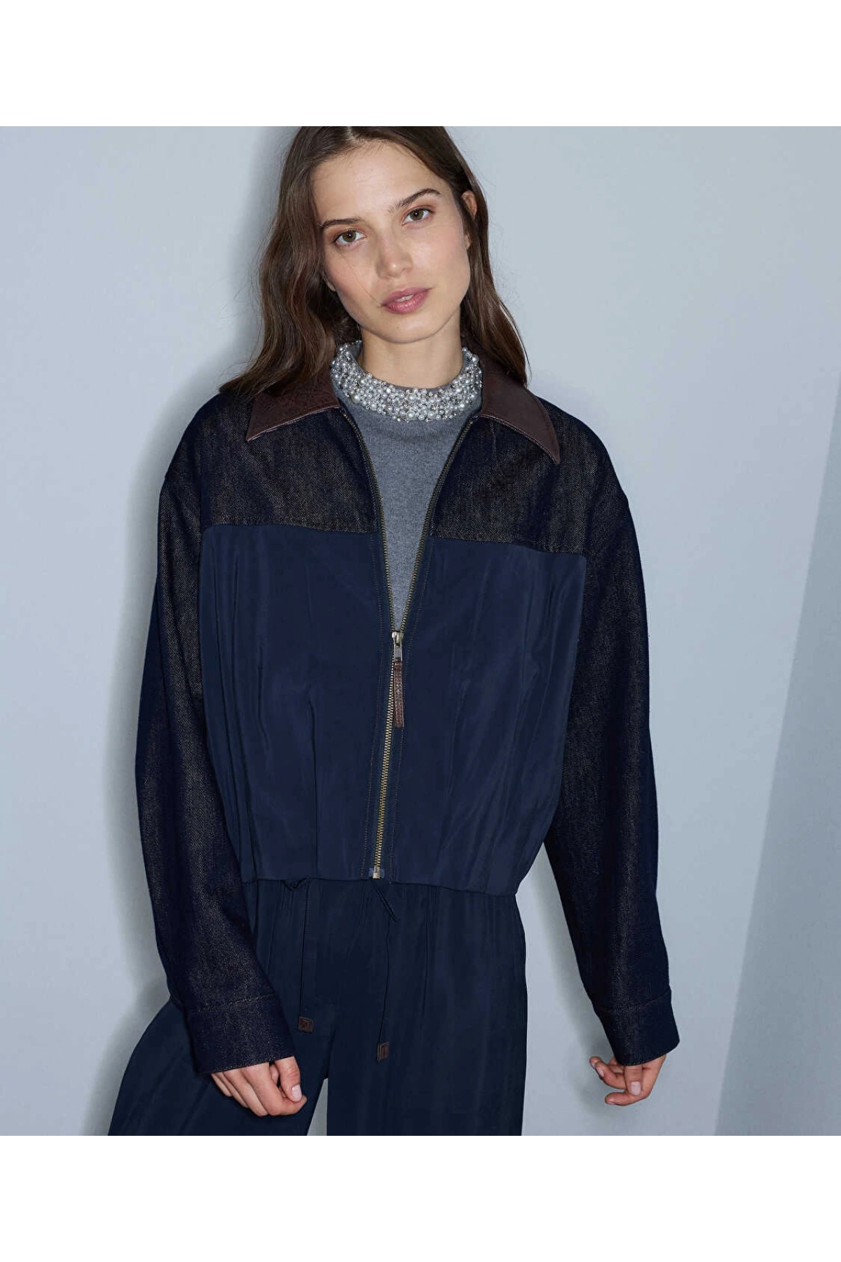 İpekyol Kontrast Yaka Bomber Ceket IW6260005118