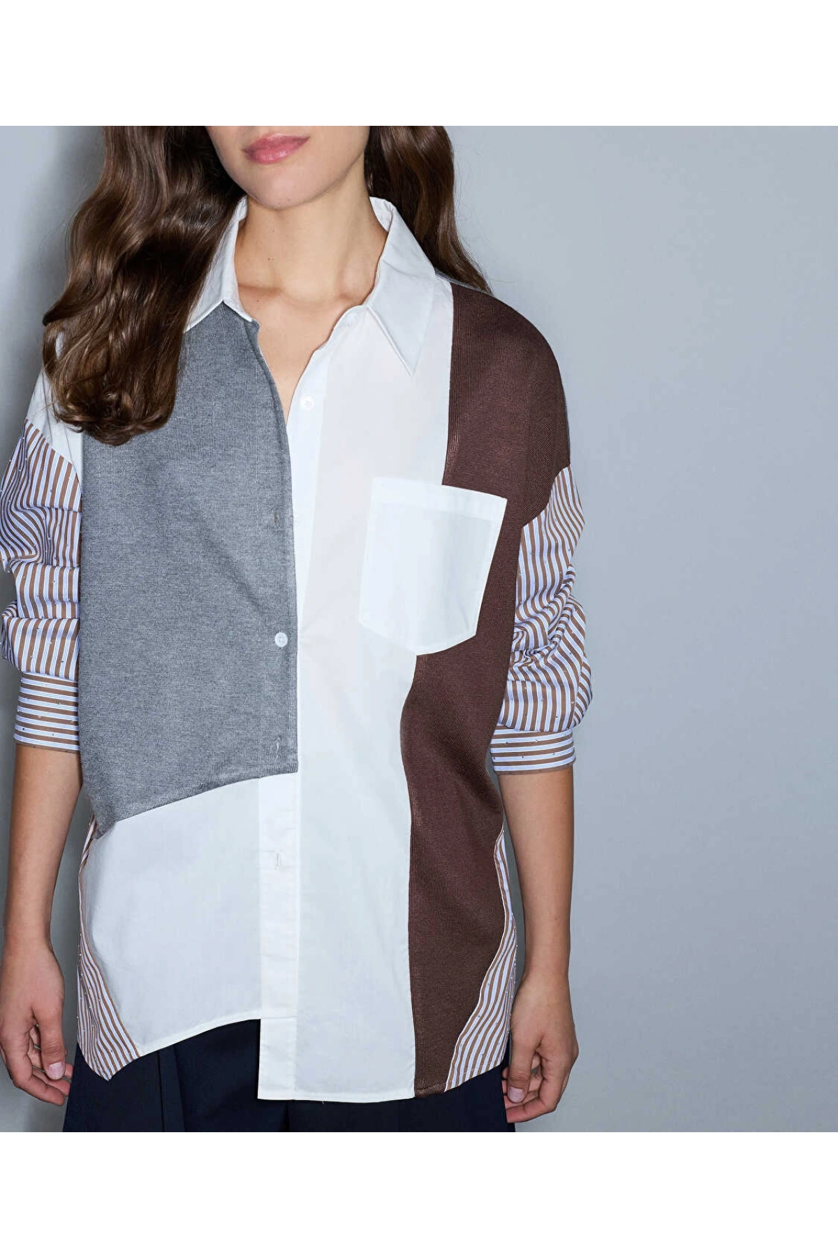 İpekyol Kumaş Mix Oversize Gömlek IW6260025140