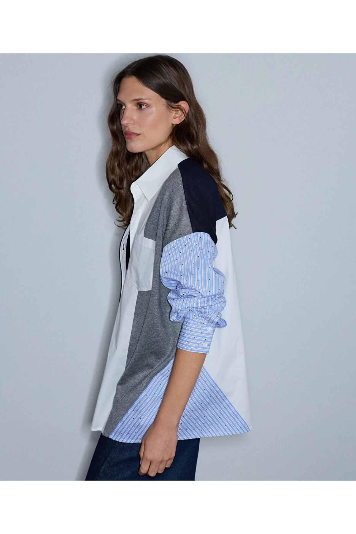 İpekyol Kumaş Mix Oversize Gömlek IW6260025140