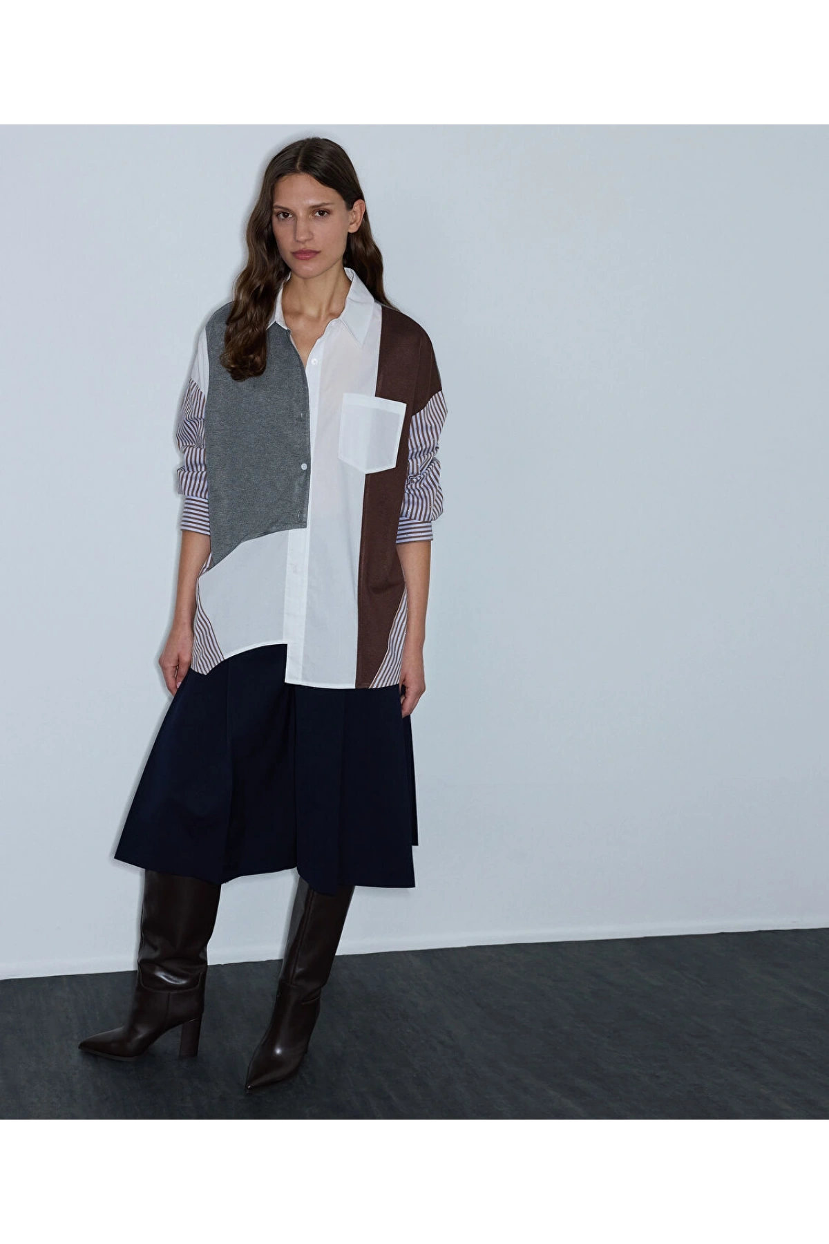 İpekyol Kumaş Mix Oversize Gömlek IW6260025140