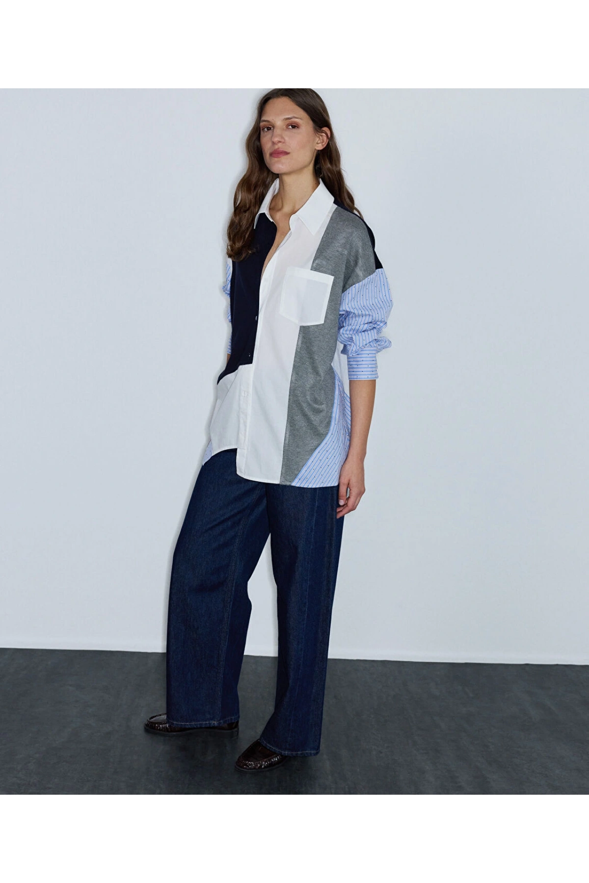 İpekyol Kumaş Mix Oversize Gömlek IW6260025140
