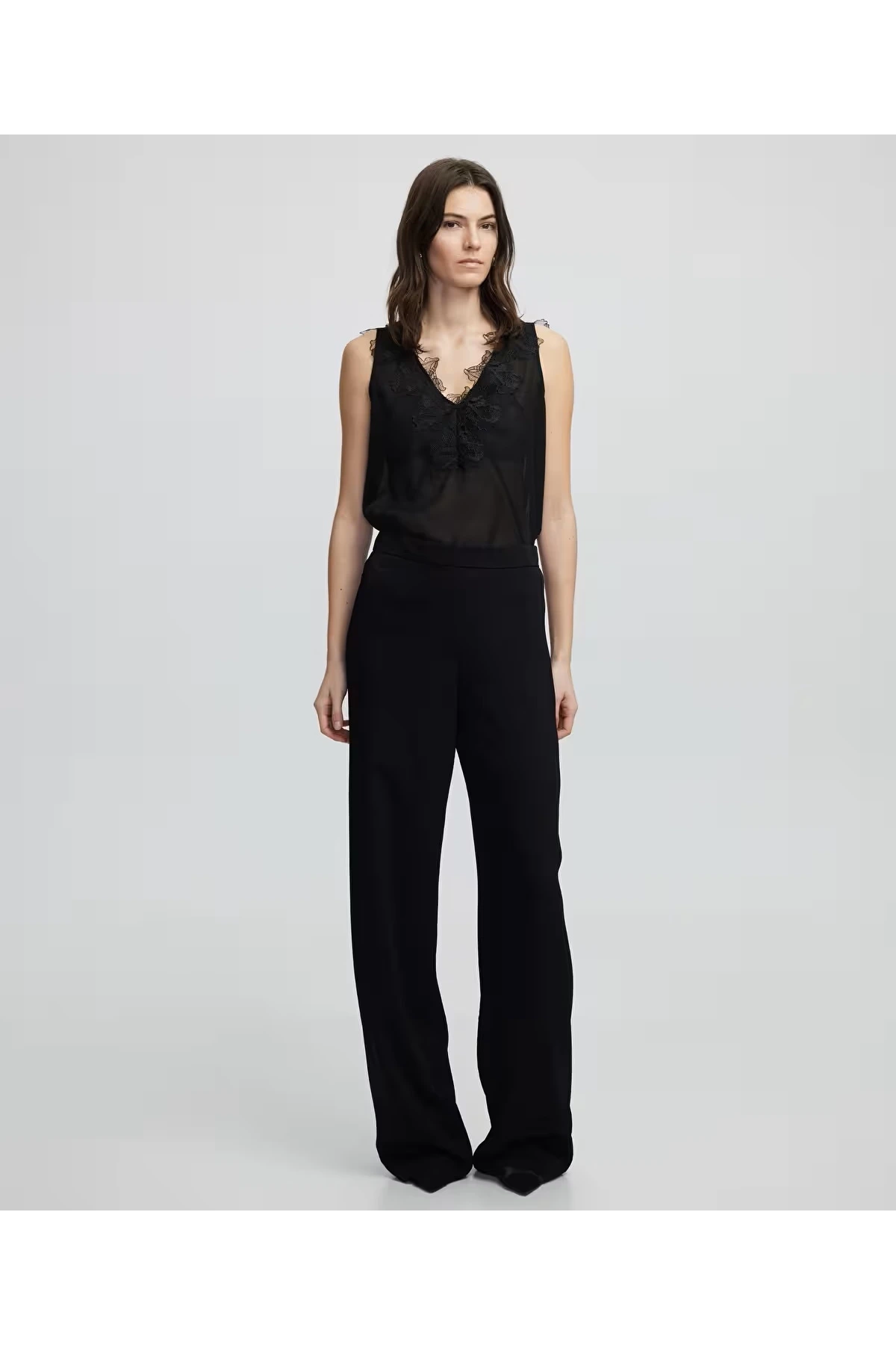 İpekyol Kumaş Mix Pantolon IS1250003114-Siyah