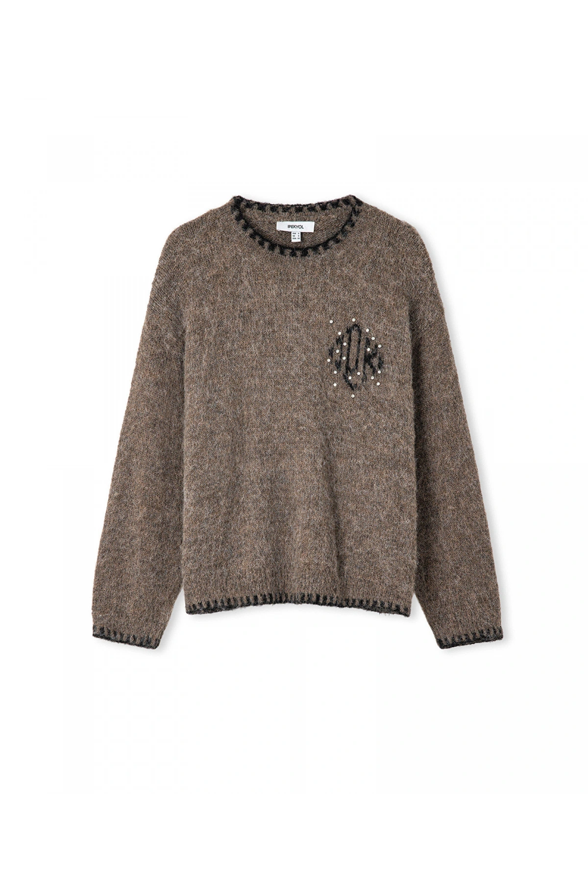 İpekyol Monogram Jakarlı Strass Taş İşlemeli Kazak IW6250050110