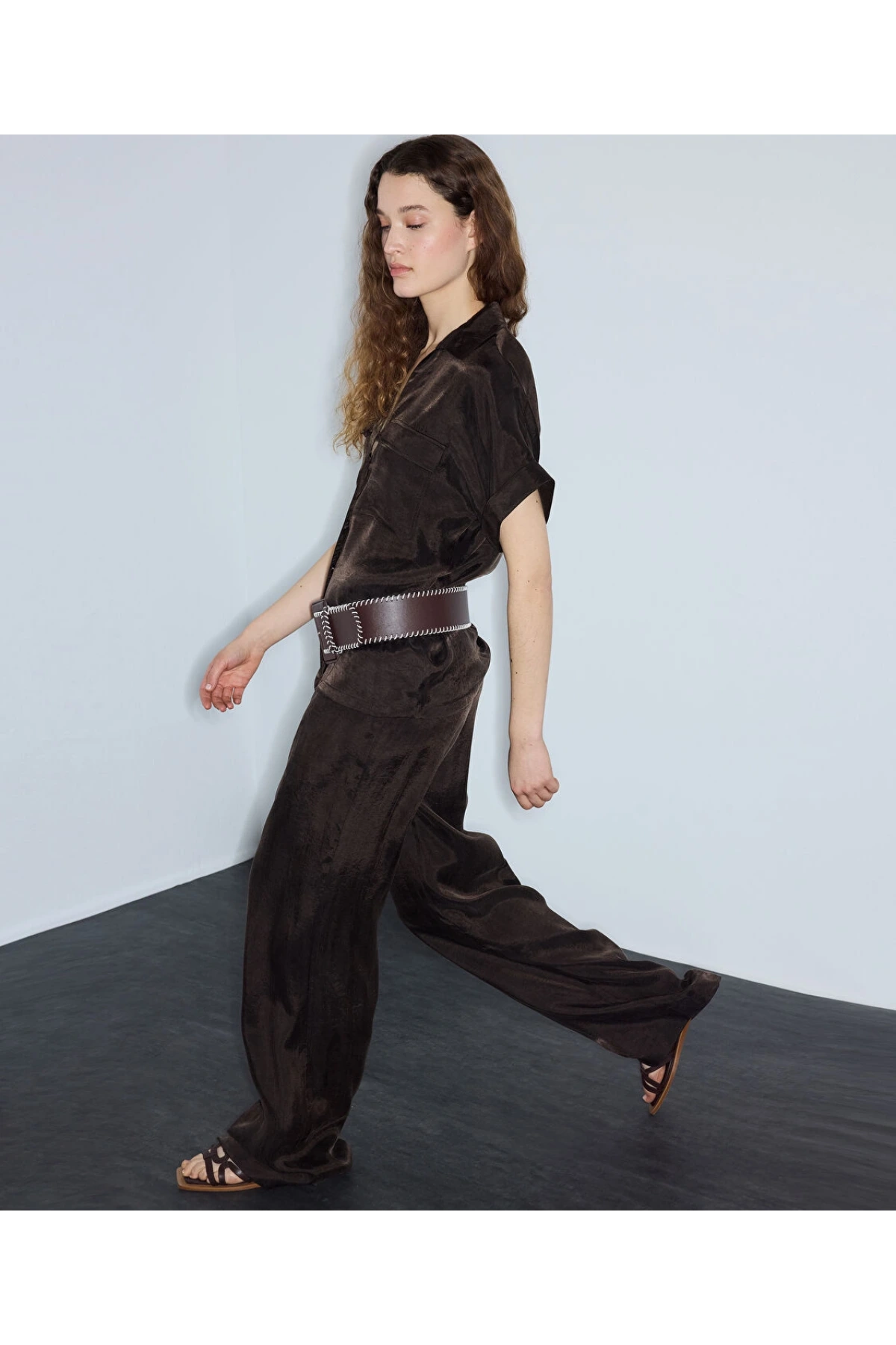 İpekyol Parlak Dokulu Wide Leg Pantolon IS1260003245