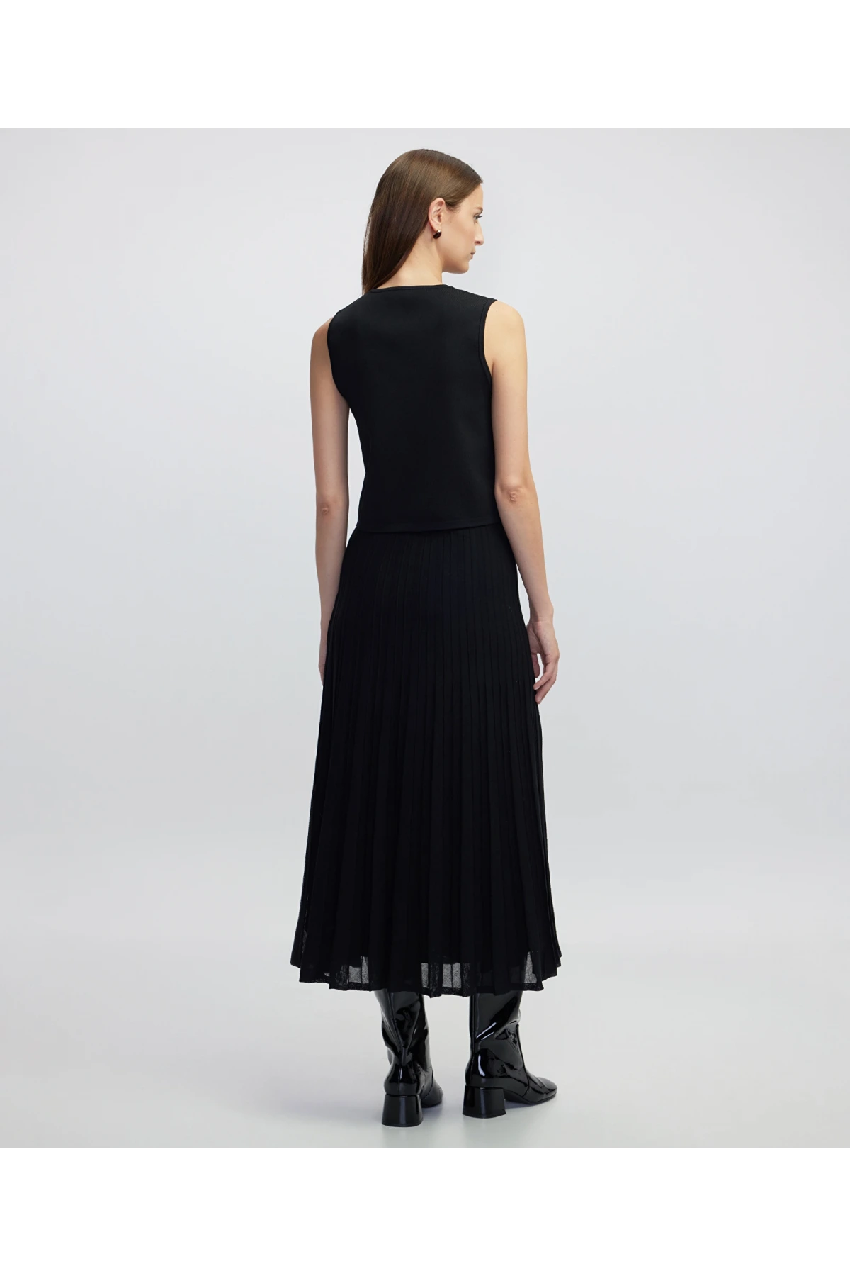 İpekyol Pliseli Kadın Siyah Triko Elbise IW6250002142