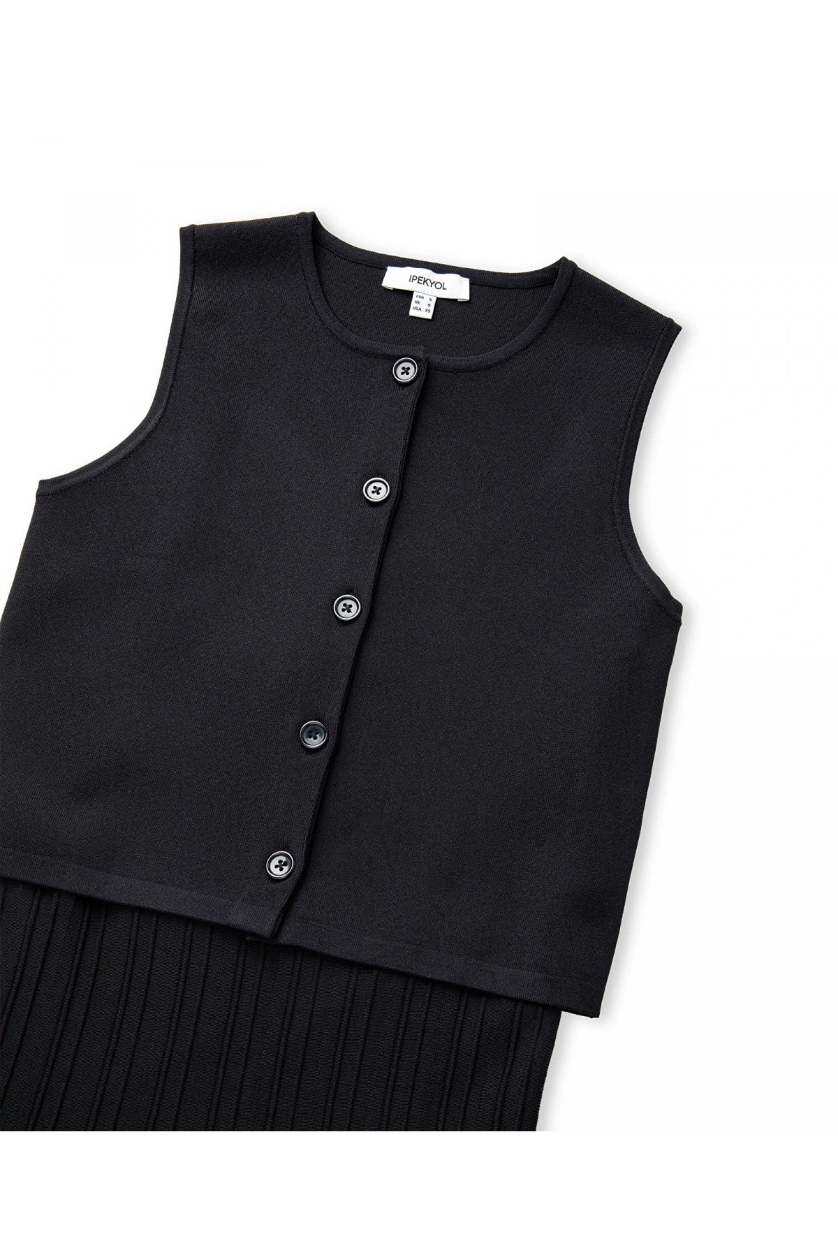 İpekyol Pliseli Kadın Siyah Triko Elbise IW6250002142