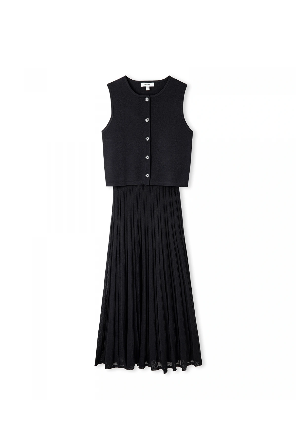 İpekyol Pliseli Kadın Siyah Triko Elbise IW6250002142