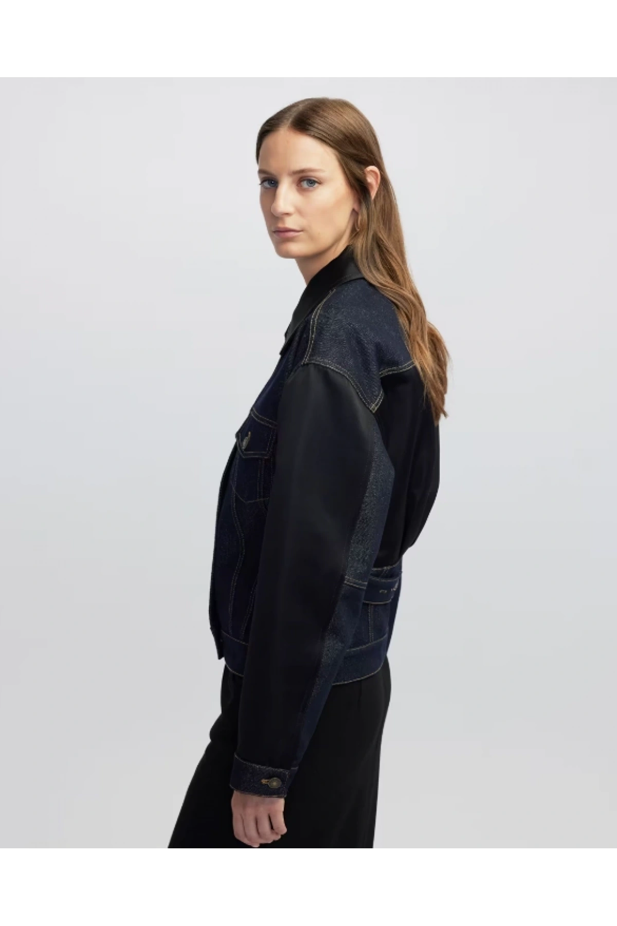 İpekyol Saten Denim Mix Ceket IW6250005044