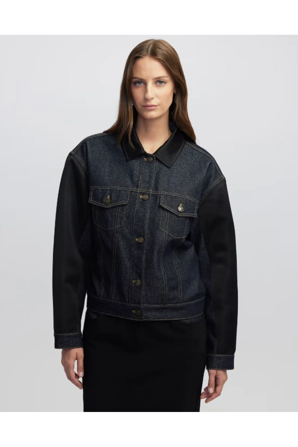 İpekyol Saten Denim Mix Ceket IW6250005044