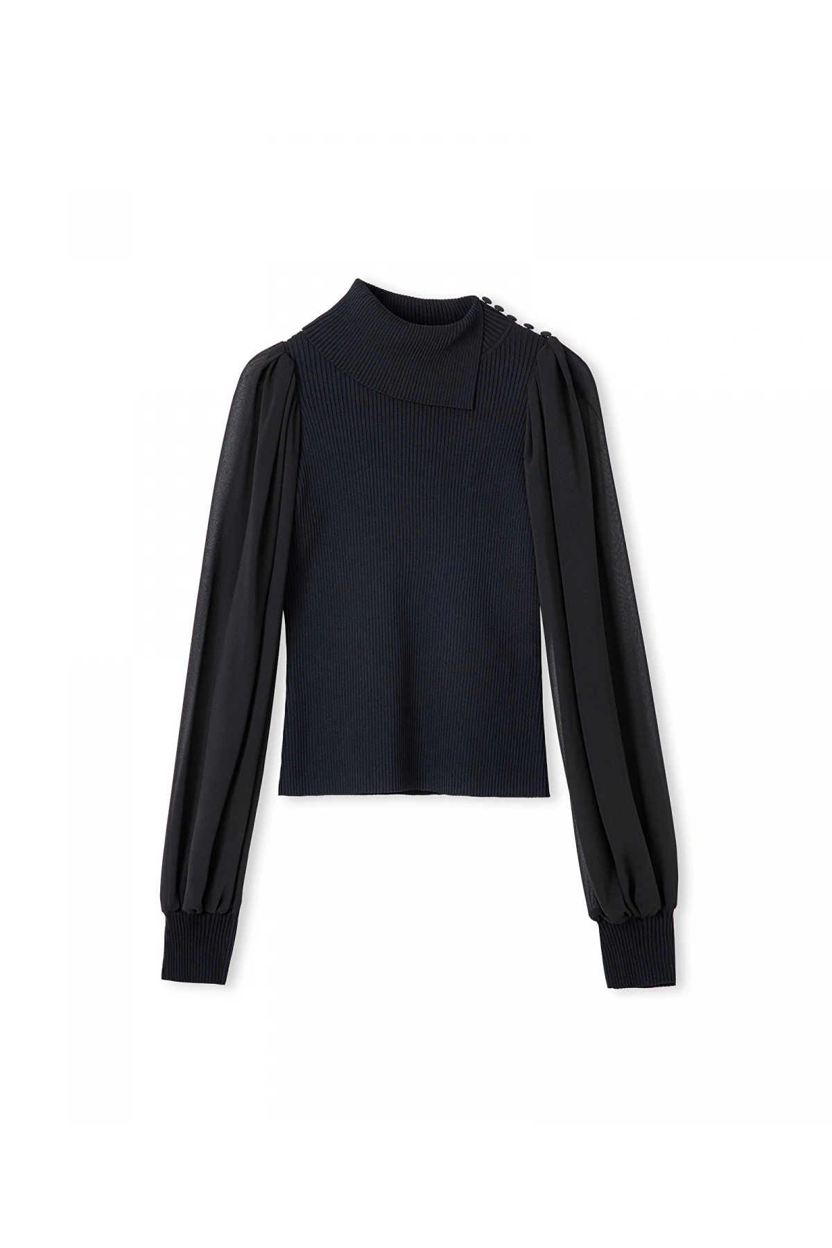 İpekyol Şifon Mix Asimetrik Yaka Triko IW6250050433