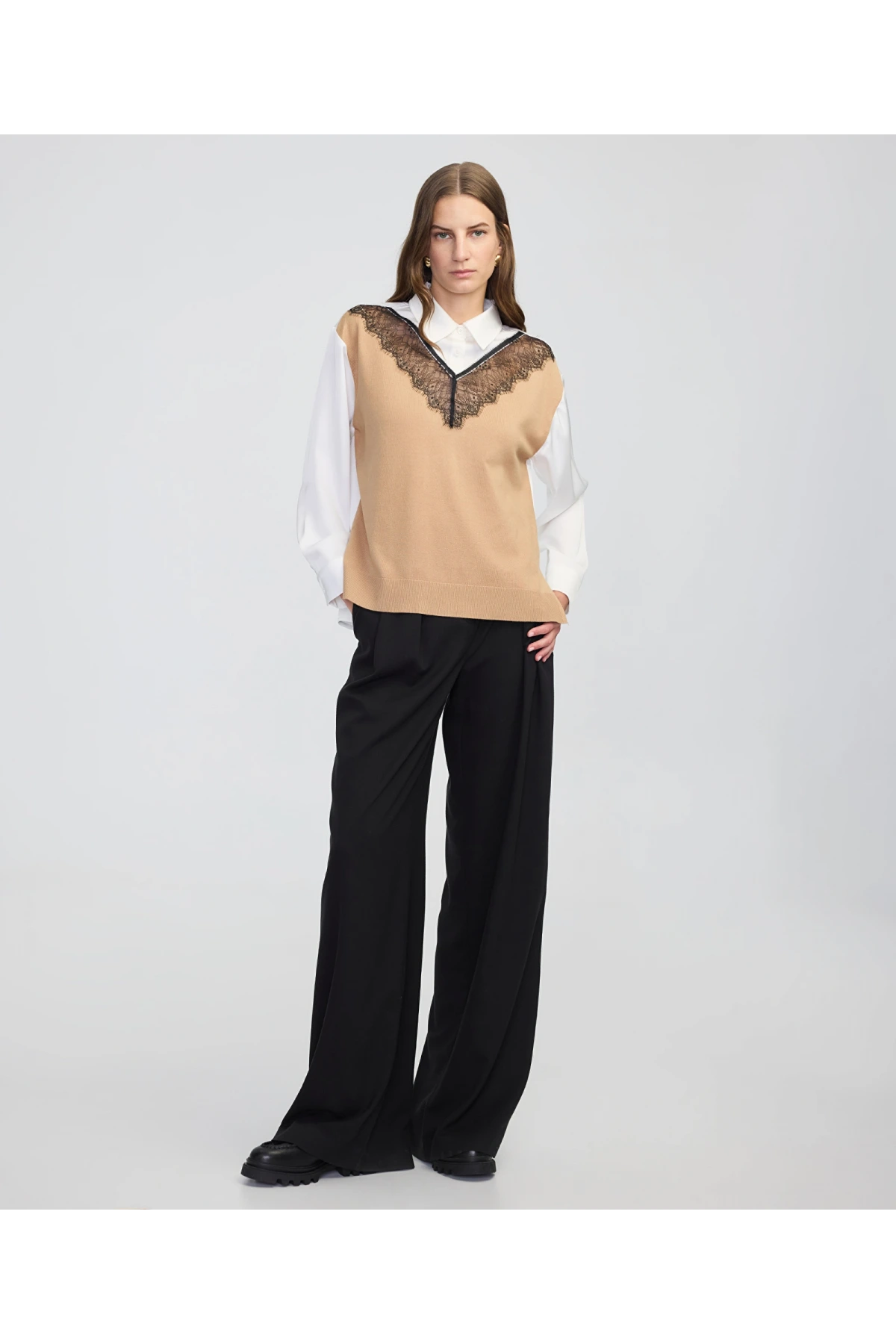 İpekyol Triko Mix Colorblock Gömlek IW6250025134