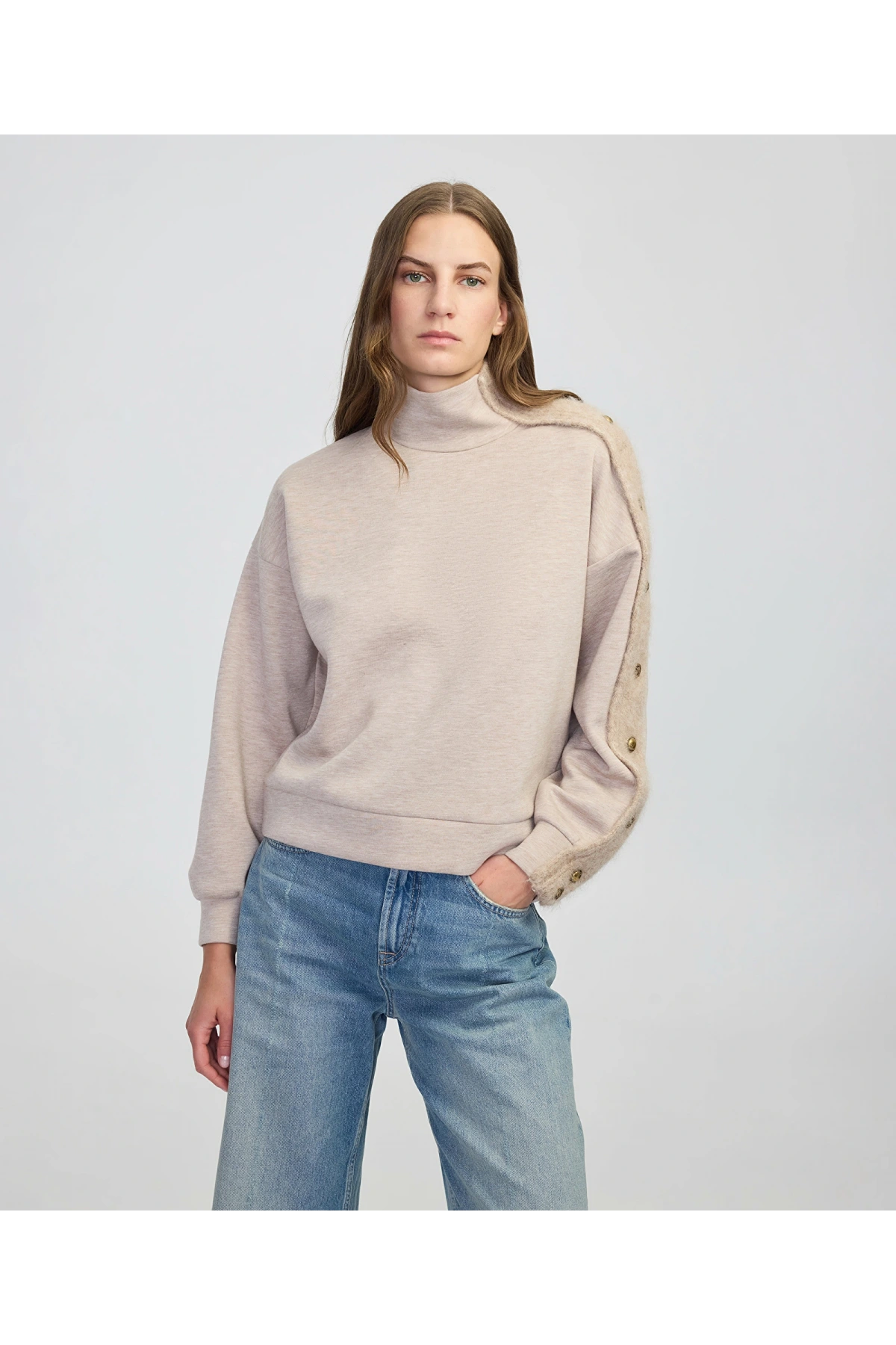 İpekyol Triko Mix Dik Yaka Sweatshirt IW6250091053