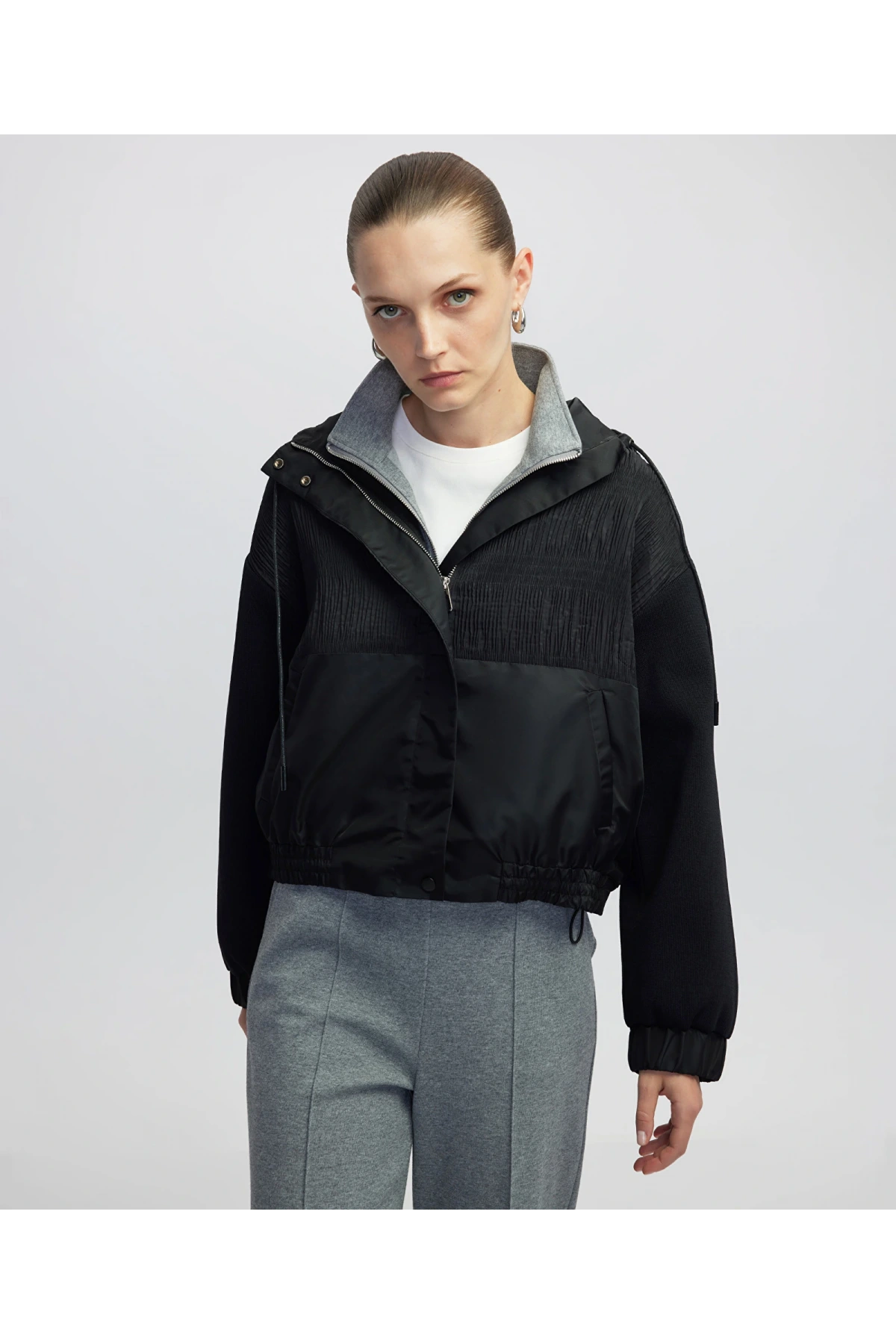 İpekyol Triko Mix Elastik Bel Kadın Siyah Mont IW6250012192