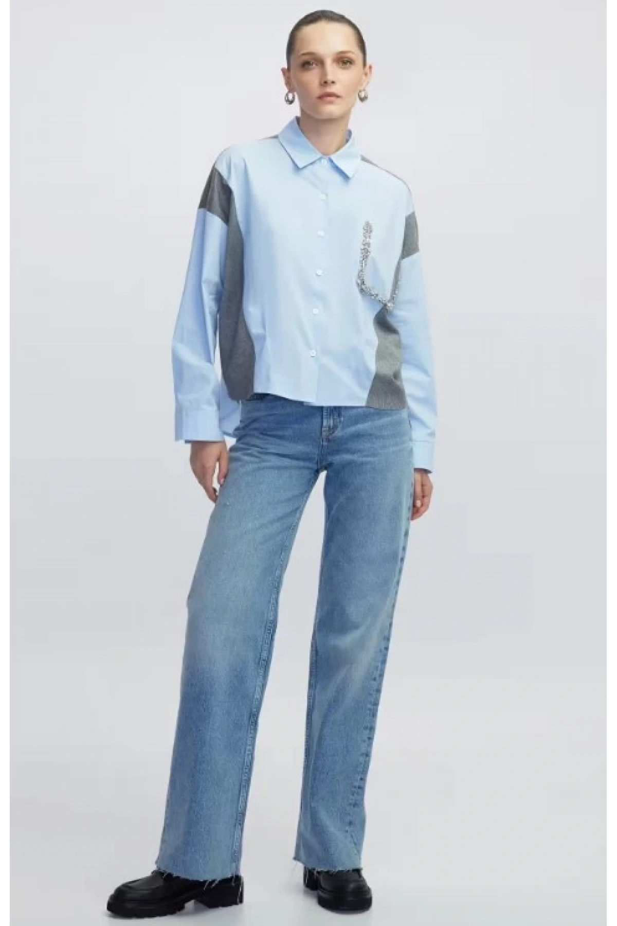 İpekyol Triko Mix İşlemeli Gömlek IW6250025094