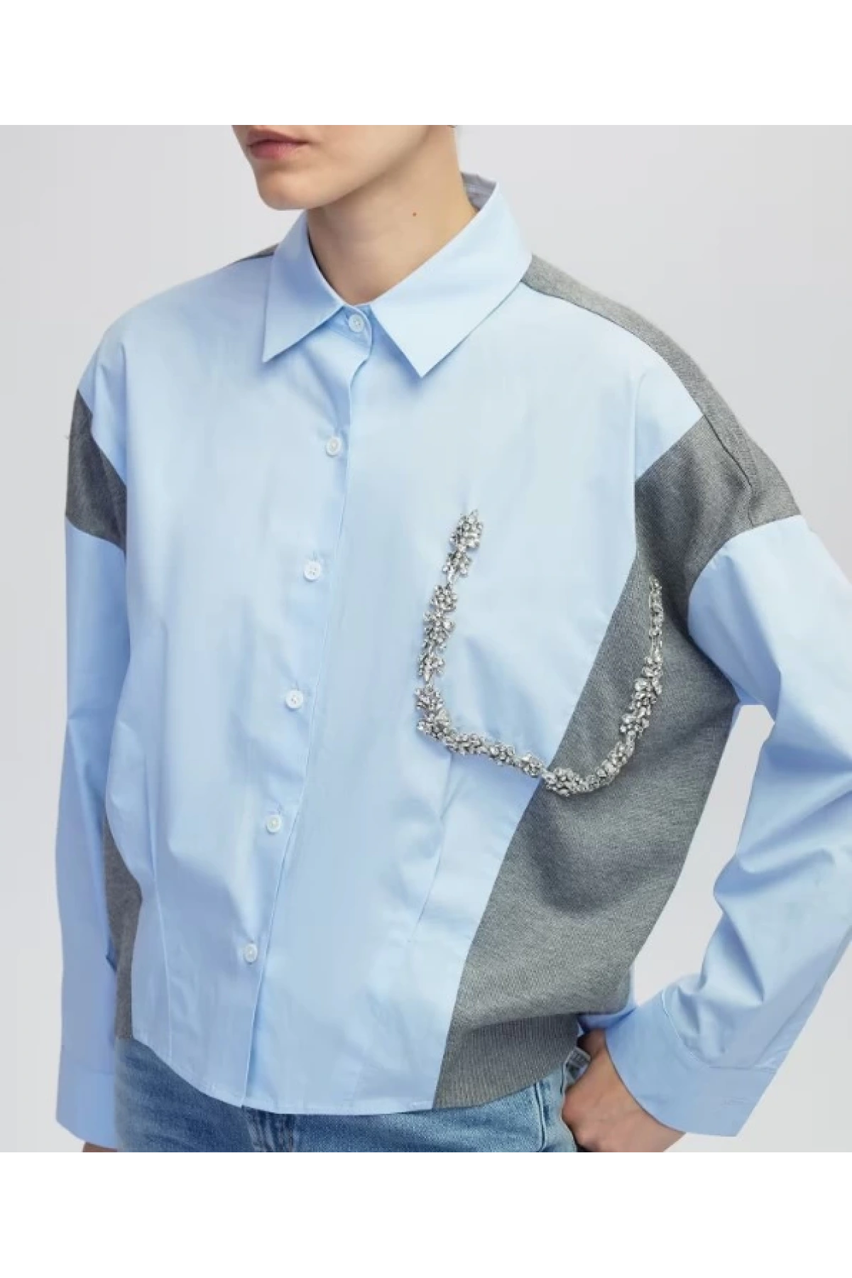 İpekyol Triko Mix İşlemeli Gömlek IW6250025094