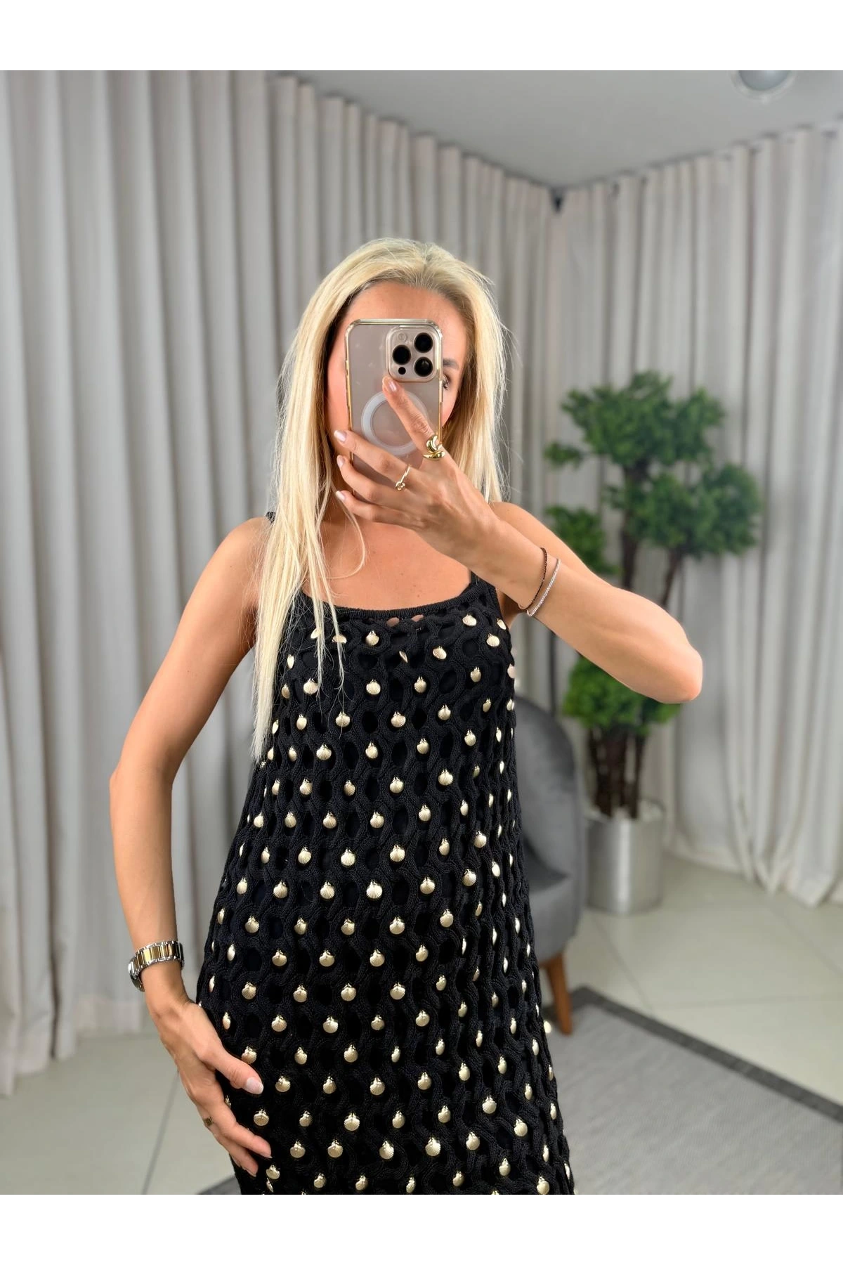 Join Us El İşi İstiridyeli Triko Astarlı Mini Elbise 2025S032