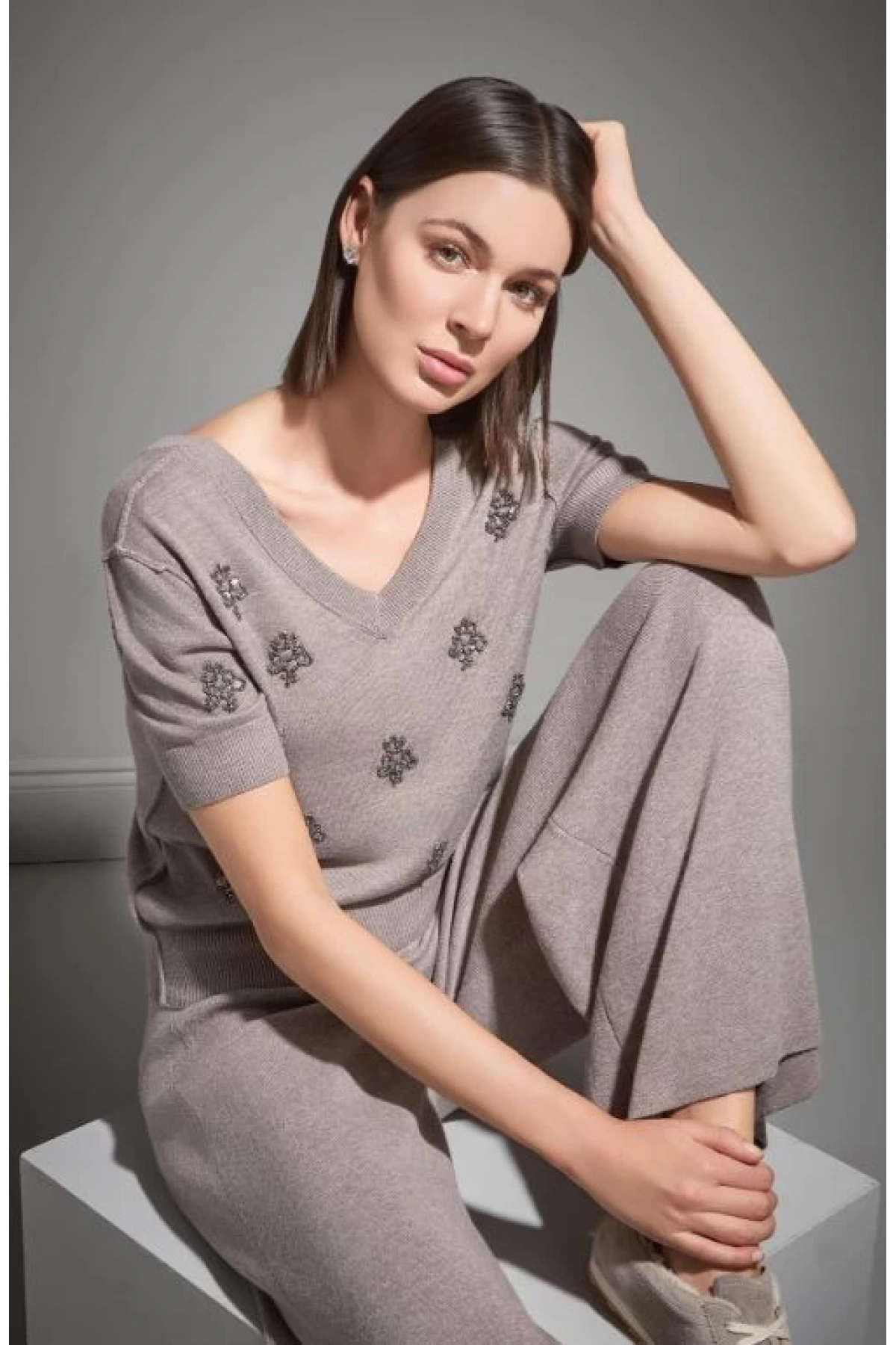 Join Us l Elişi Taş İşlemeli Triko Bluz 2526W163