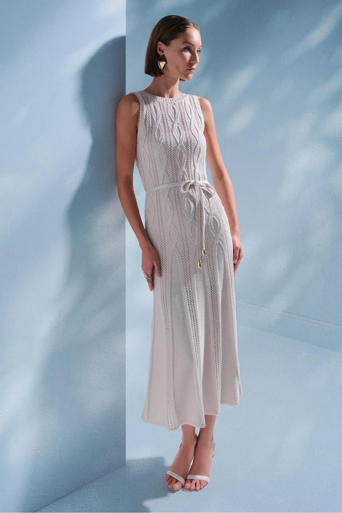 Join Us Saç Örgü Detaylı Kuşaklı Mini Elbise 2025S022