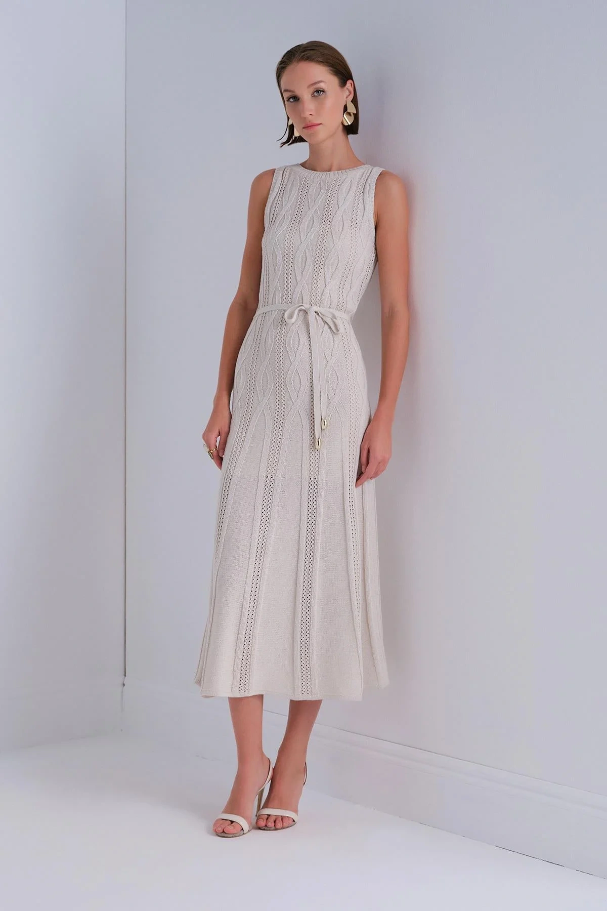 Join Us Saç Örgü Detaylı Kuşaklı Mini Elbise 2025S022