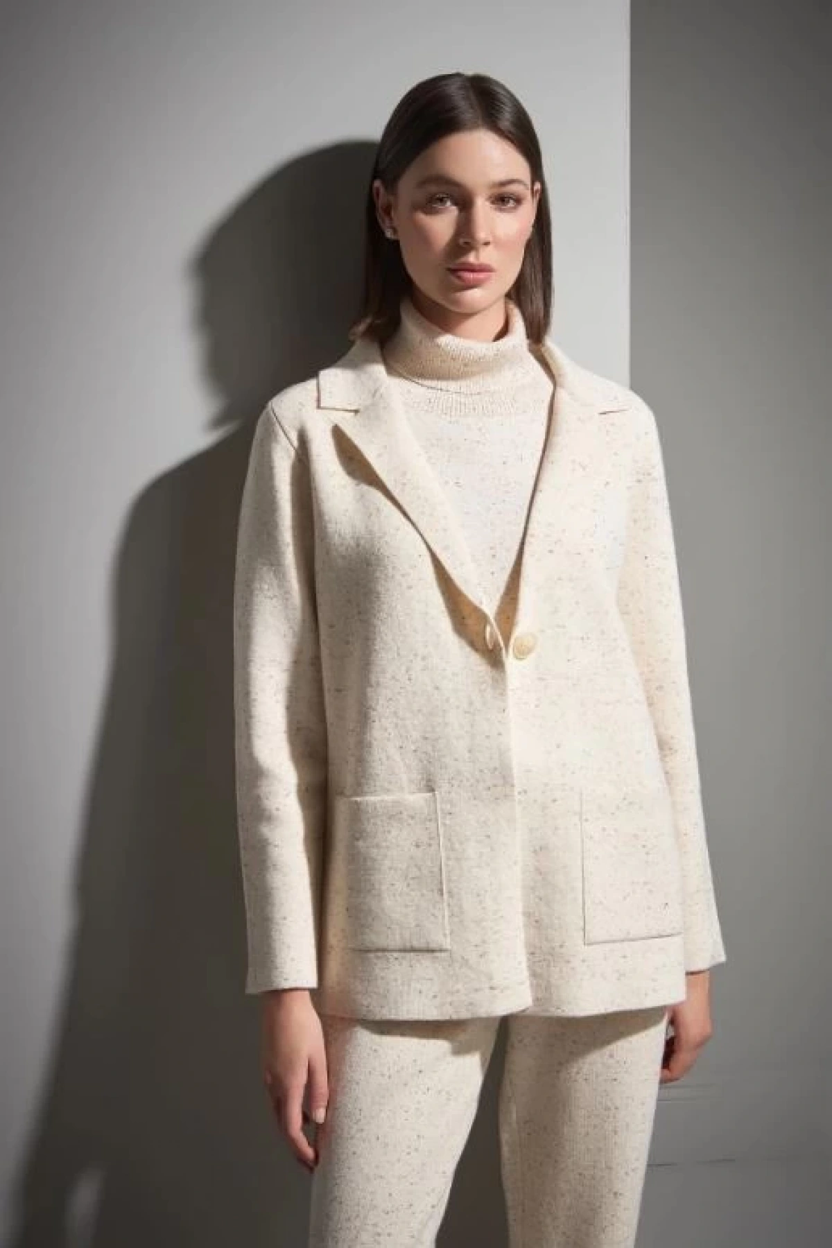 Join Us Tek Düğmeli Nopeli Triko Blazer Ceket 2526W001