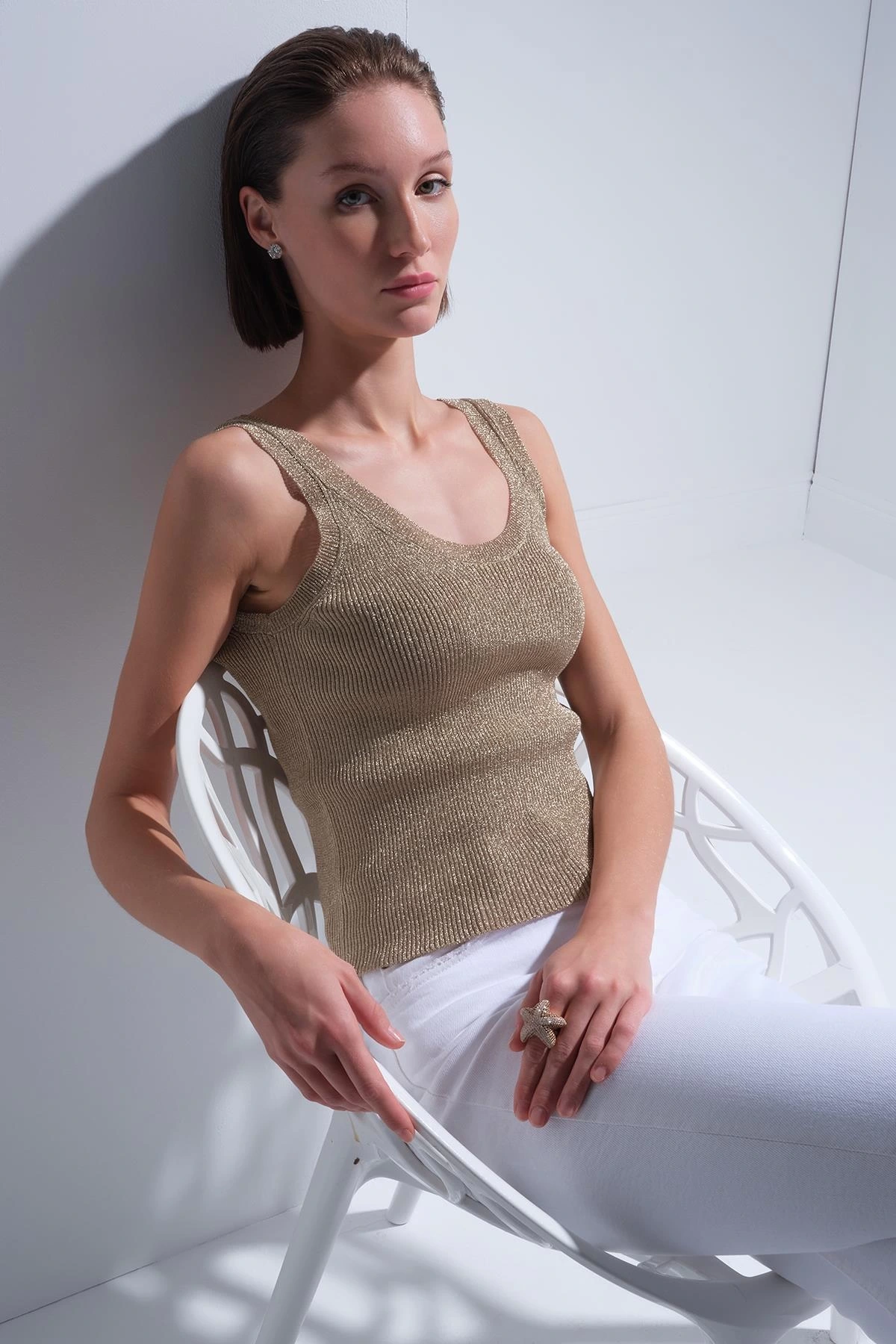 Join Us V Yaka Askılı Bluz 2025S114