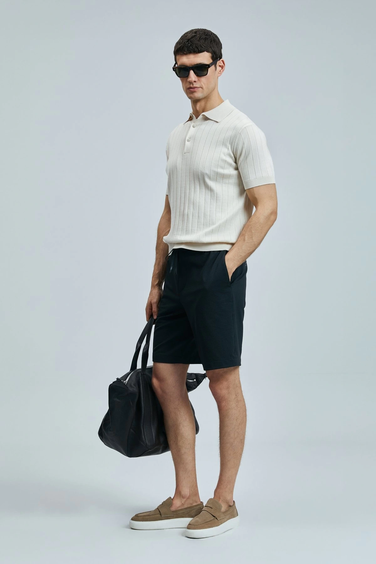 Lufian Erkek Aler Chino Slim Siyah Şort 111210079