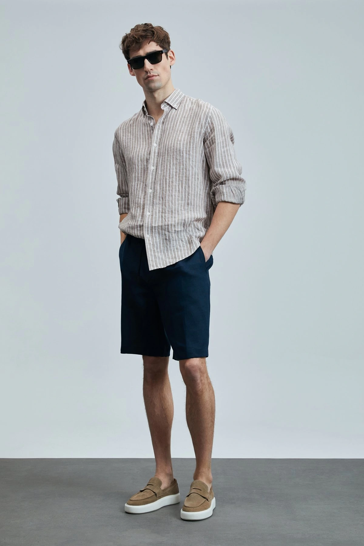 Lufian Erkek Alfred Keten Pamuklu Regular Bej Gömlek 111010632