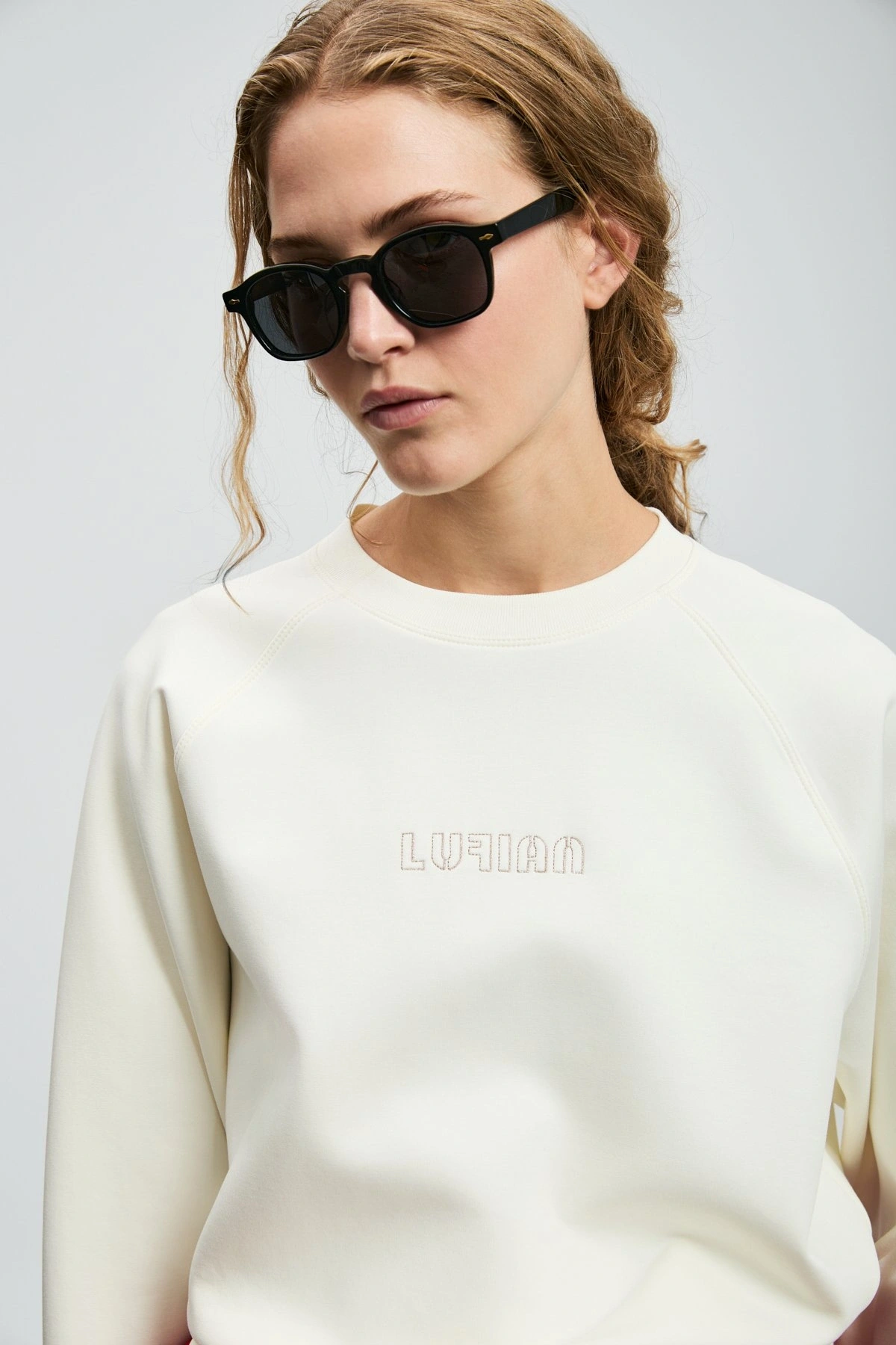 Lufian Alice Kadın Kırık Beyaz Örme Sweatshirt 122030016