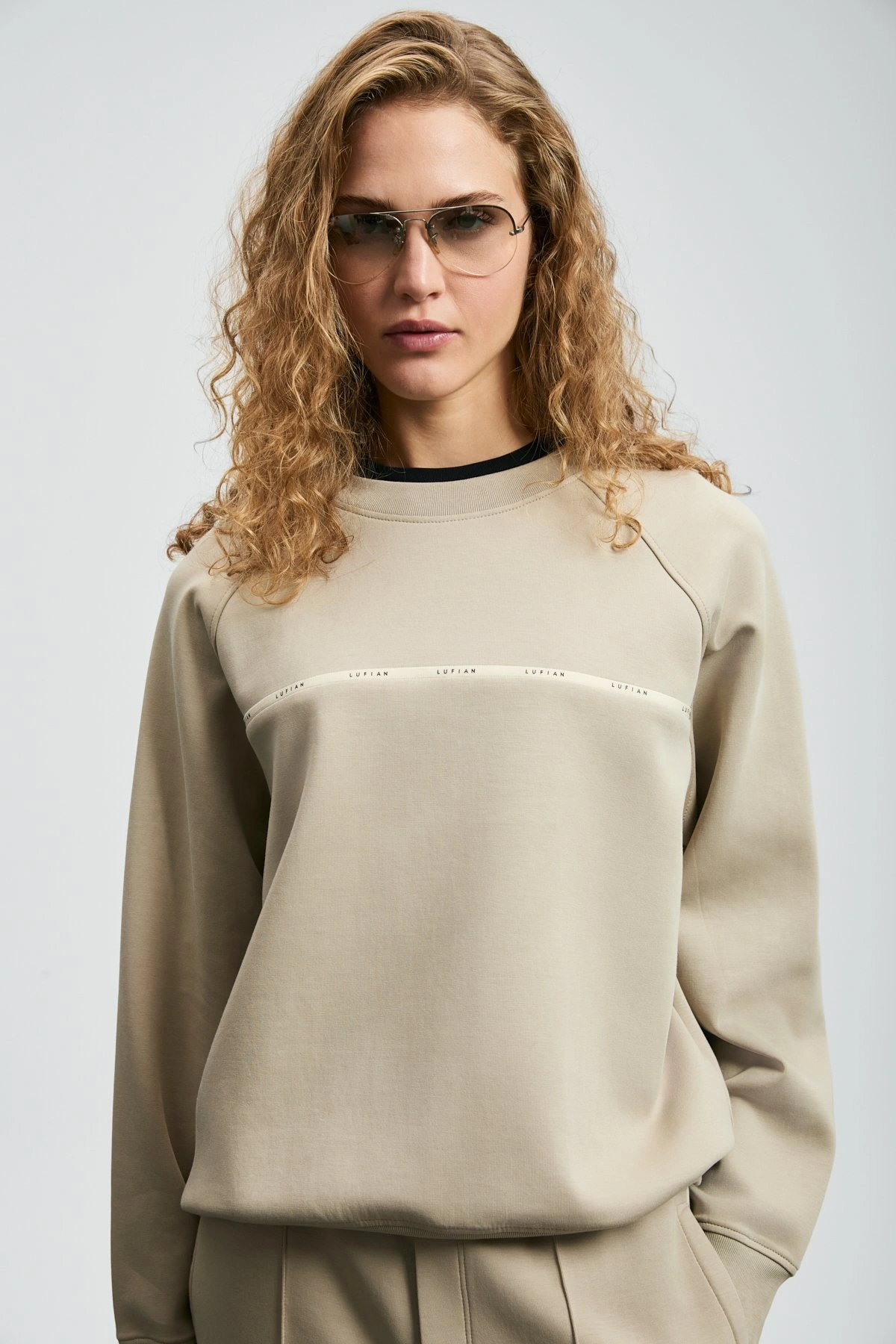 Lufian Angelina Kadın Bej Örme Sweatshirt 122030019