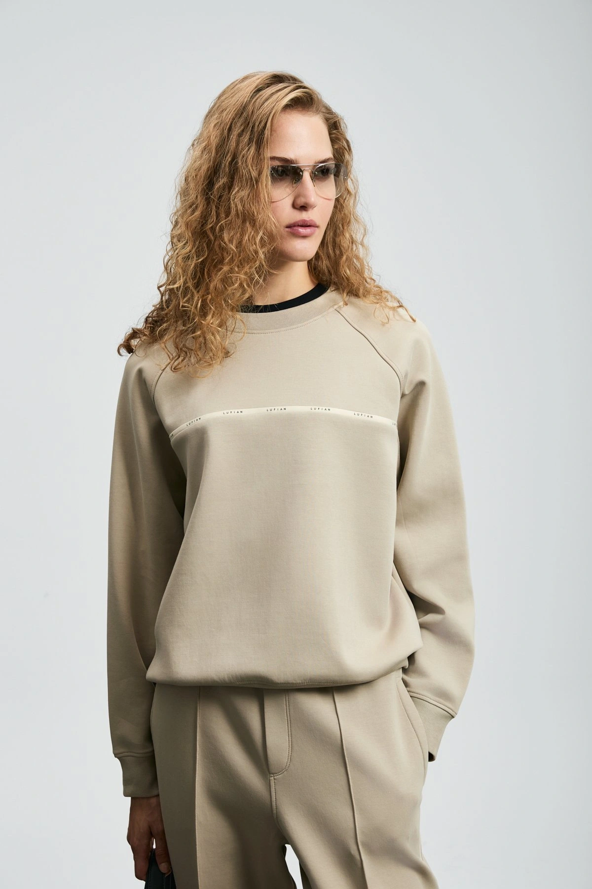 Lufian Angelina Kadın Bej Örme Sweatshirt 122030019