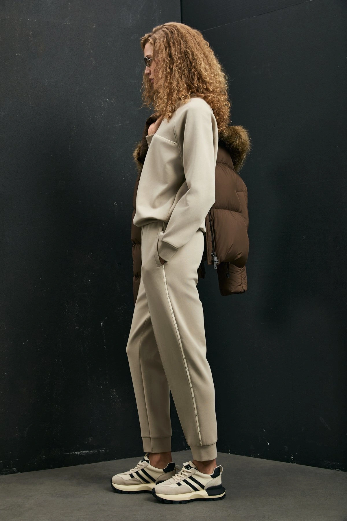 Lufian Angelina Kadın Bej Örme Sweatshirt 122030019