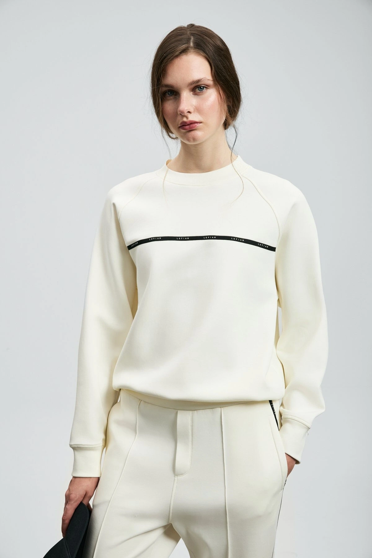 Lufian Angelina Kadın Kırık Beyaz Örme Sweatshirt 122030019