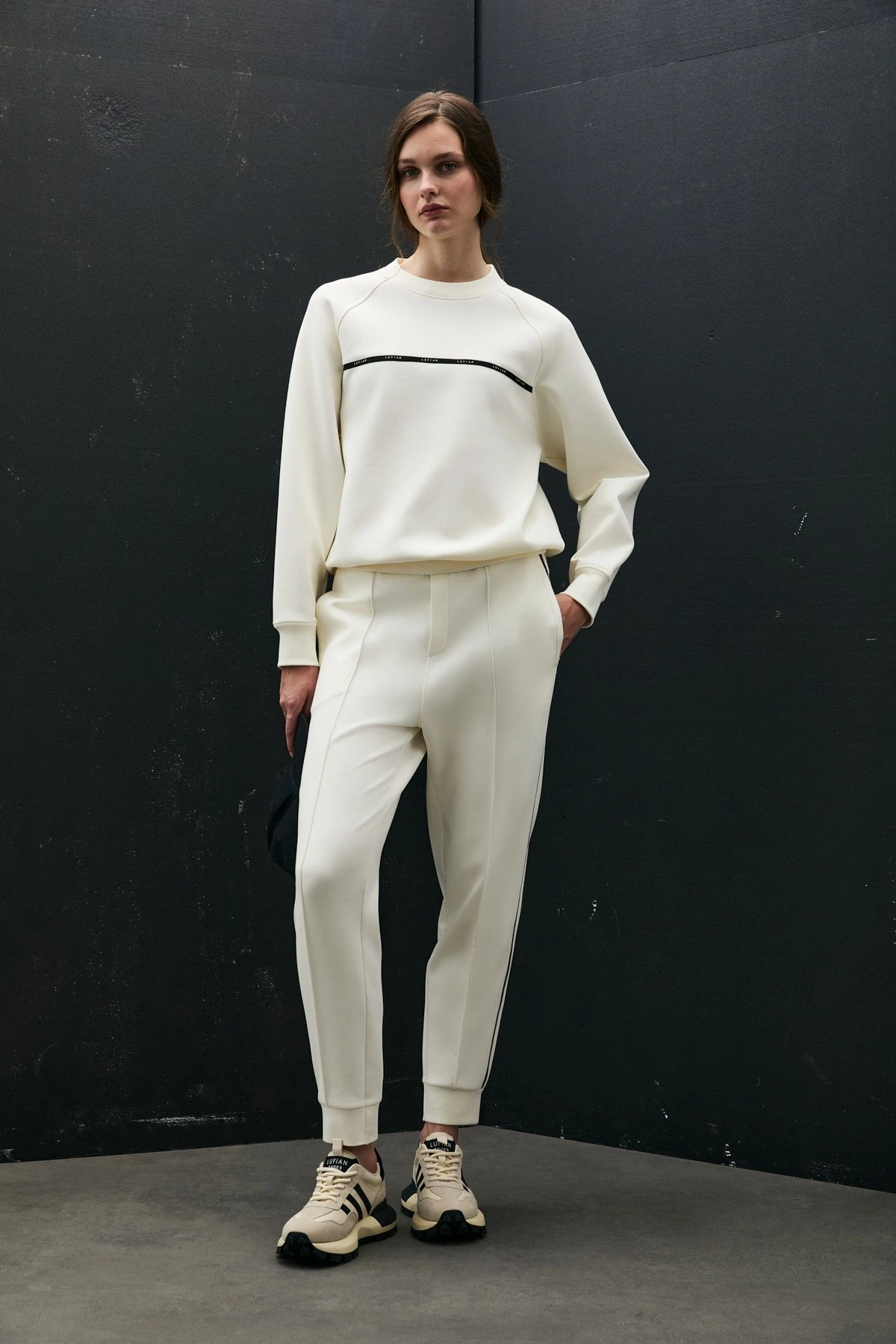 Lufian Angelina Kadın Kırık Beyaz Örme Sweatshirt 122030019