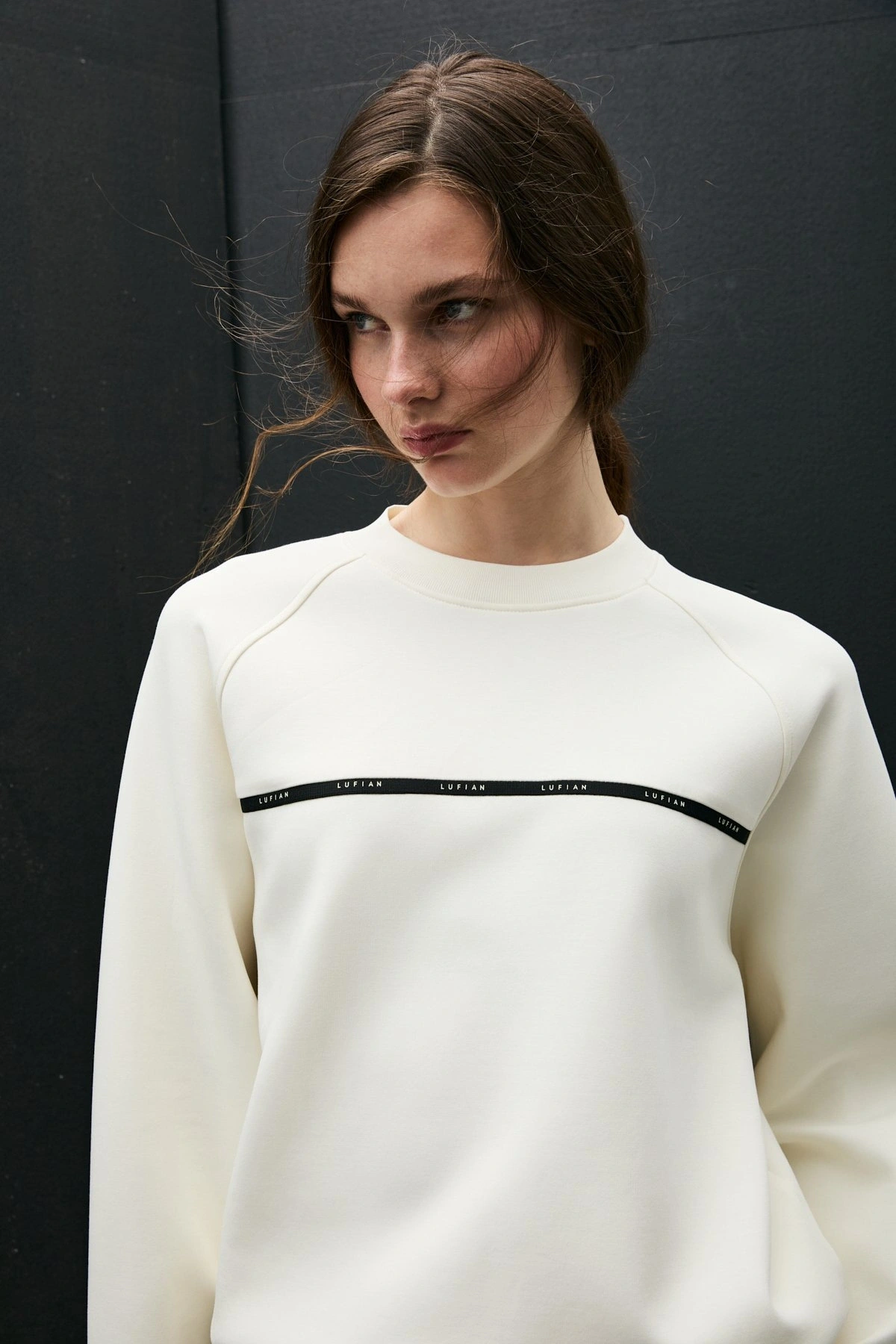 Lufian Angelina Kadın Kırık Beyaz Örme Sweatshirt 122030019
