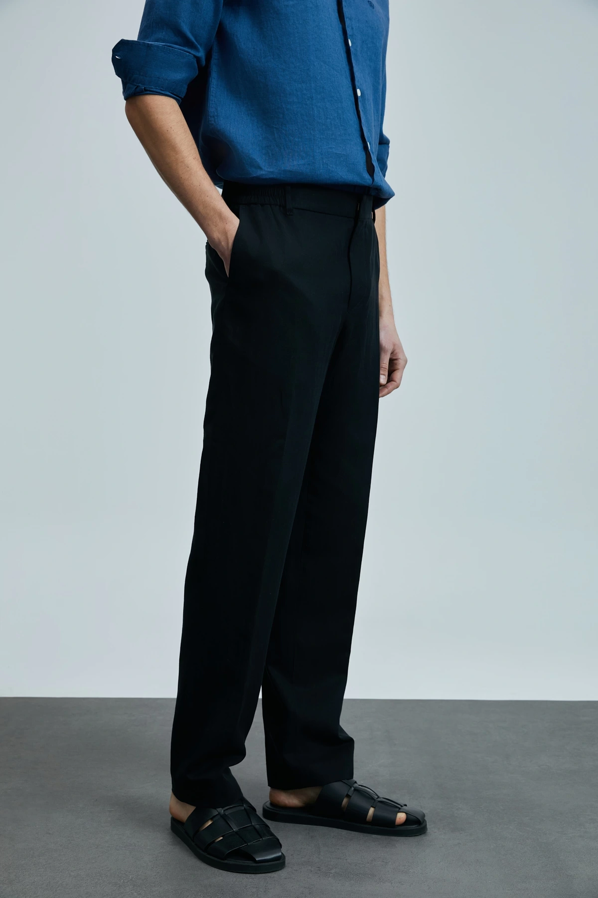 Lufian Erkek Bert Slim Fit Siyah Pantolon 111190352