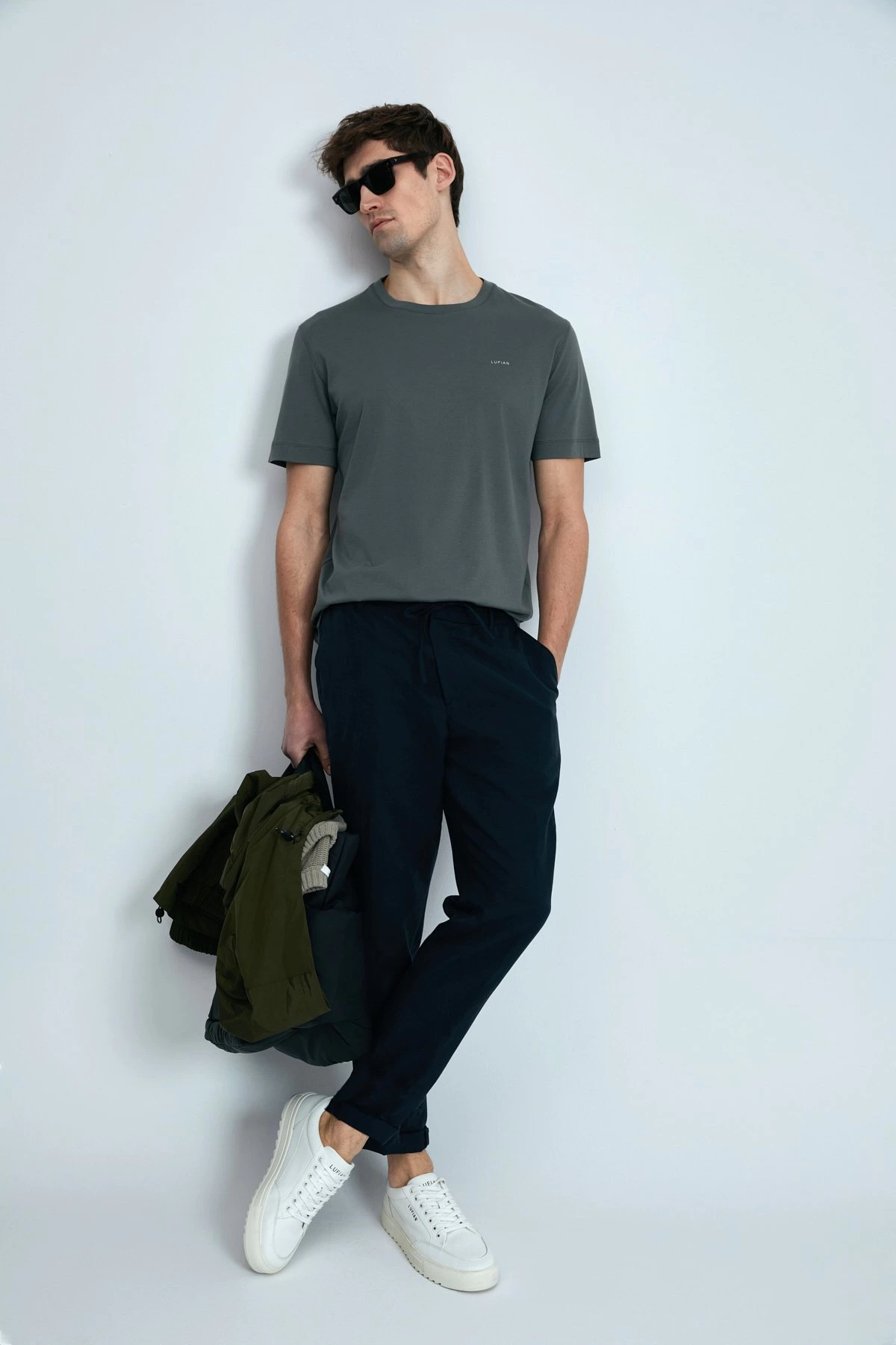 Lufian Erkek Bran Modern Grafik Koyu Yeşil T-Shirt 111020262