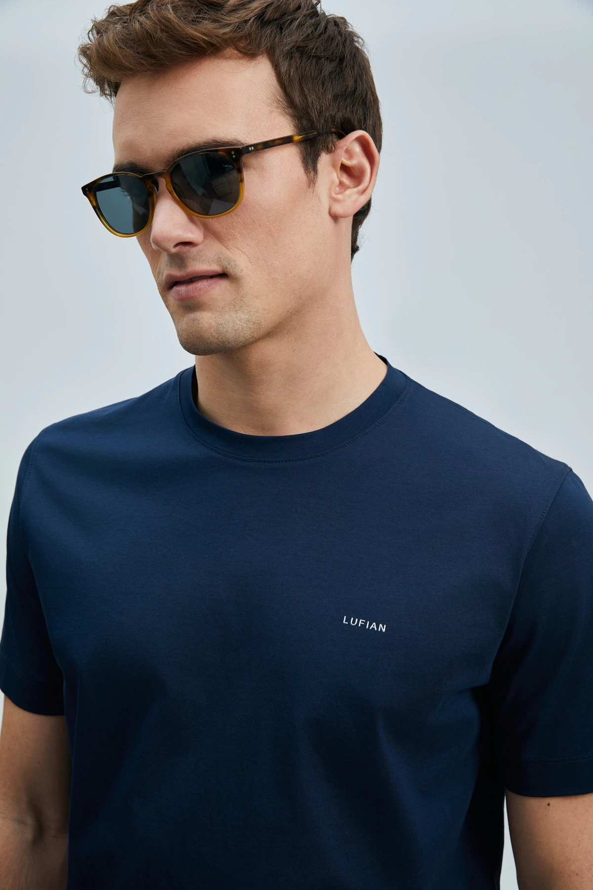 Lufian Erkek Bran Modern Grafik Lacivert T-Shirt 111020262