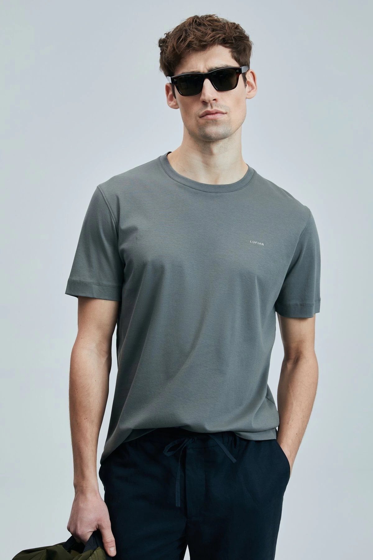 Lufian Erkek Bran Modern Grafik Koyu Yeşil T-Shirt 111020262